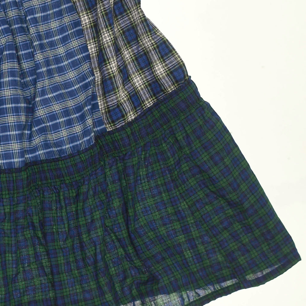 Navy Mixed Plaid Boxer Skirt Maxi