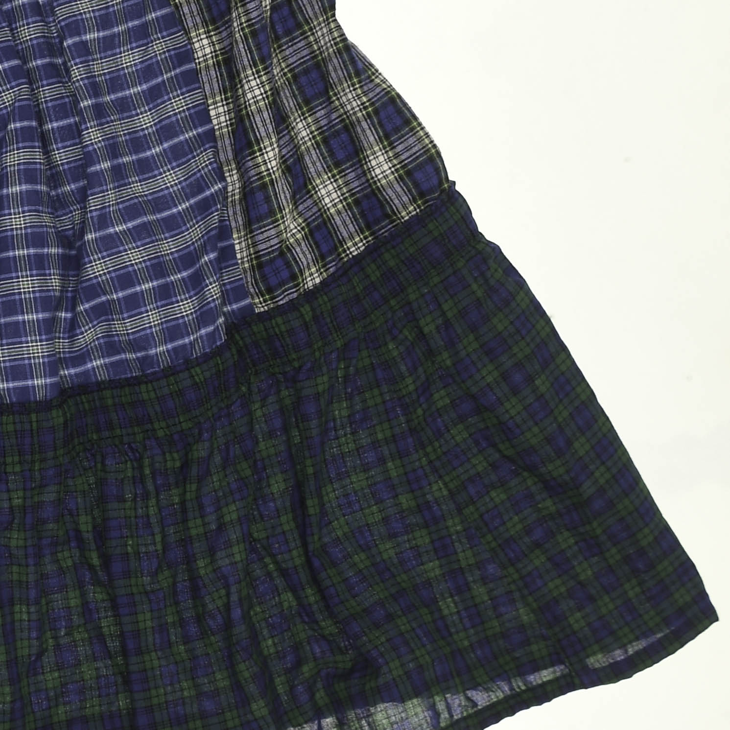 Navy Mixed Plaid Boxer Skirt Maxi