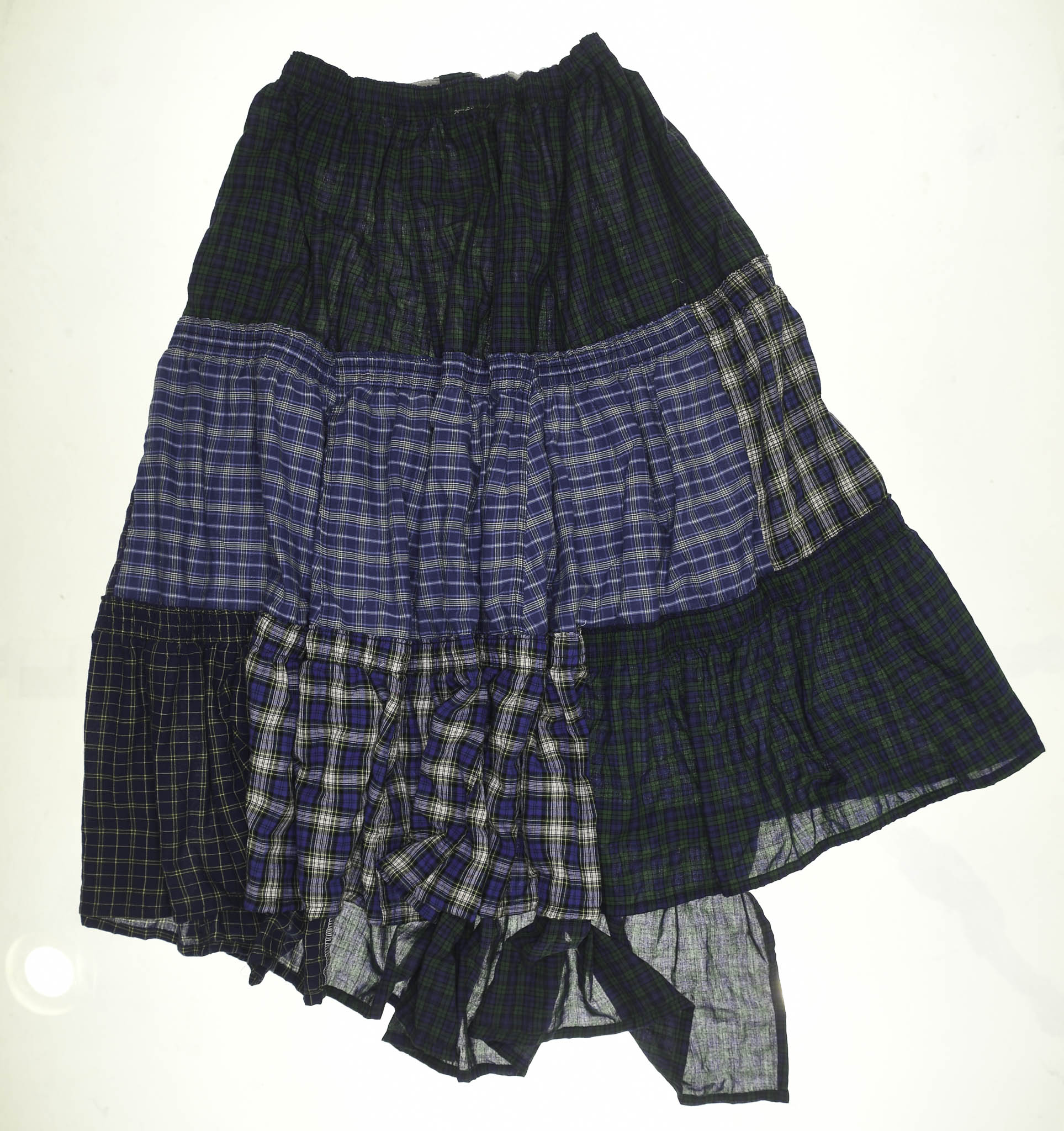 Navy Mixed Plaid Boxer Skirt Maxi