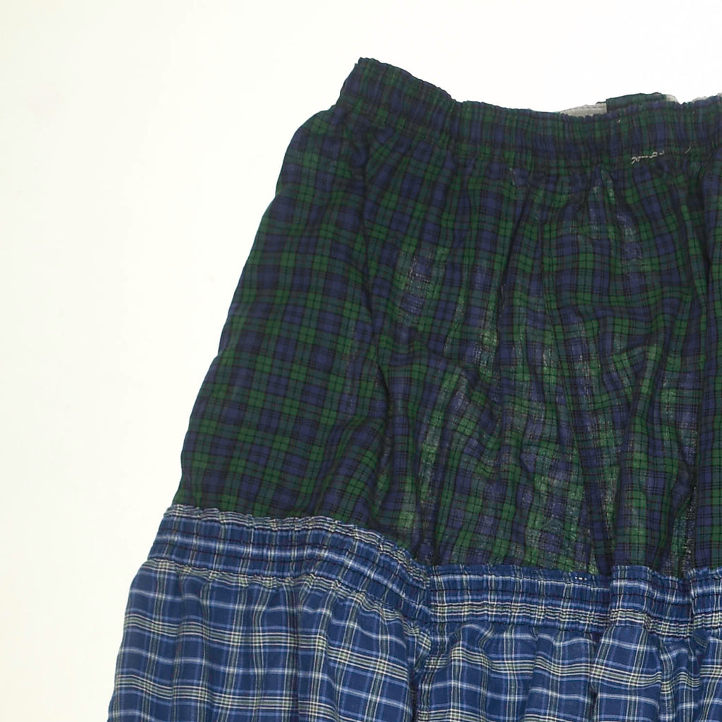 Navy Mixed Plaid Boxer Skirt Maxi
