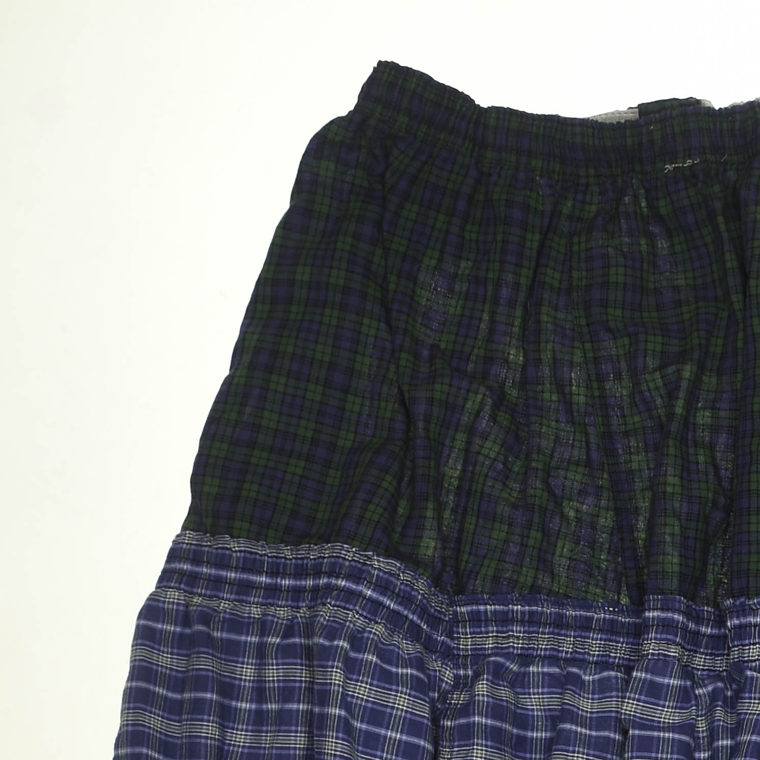 Navy Mixed Plaid Boxer Skirt Maxi