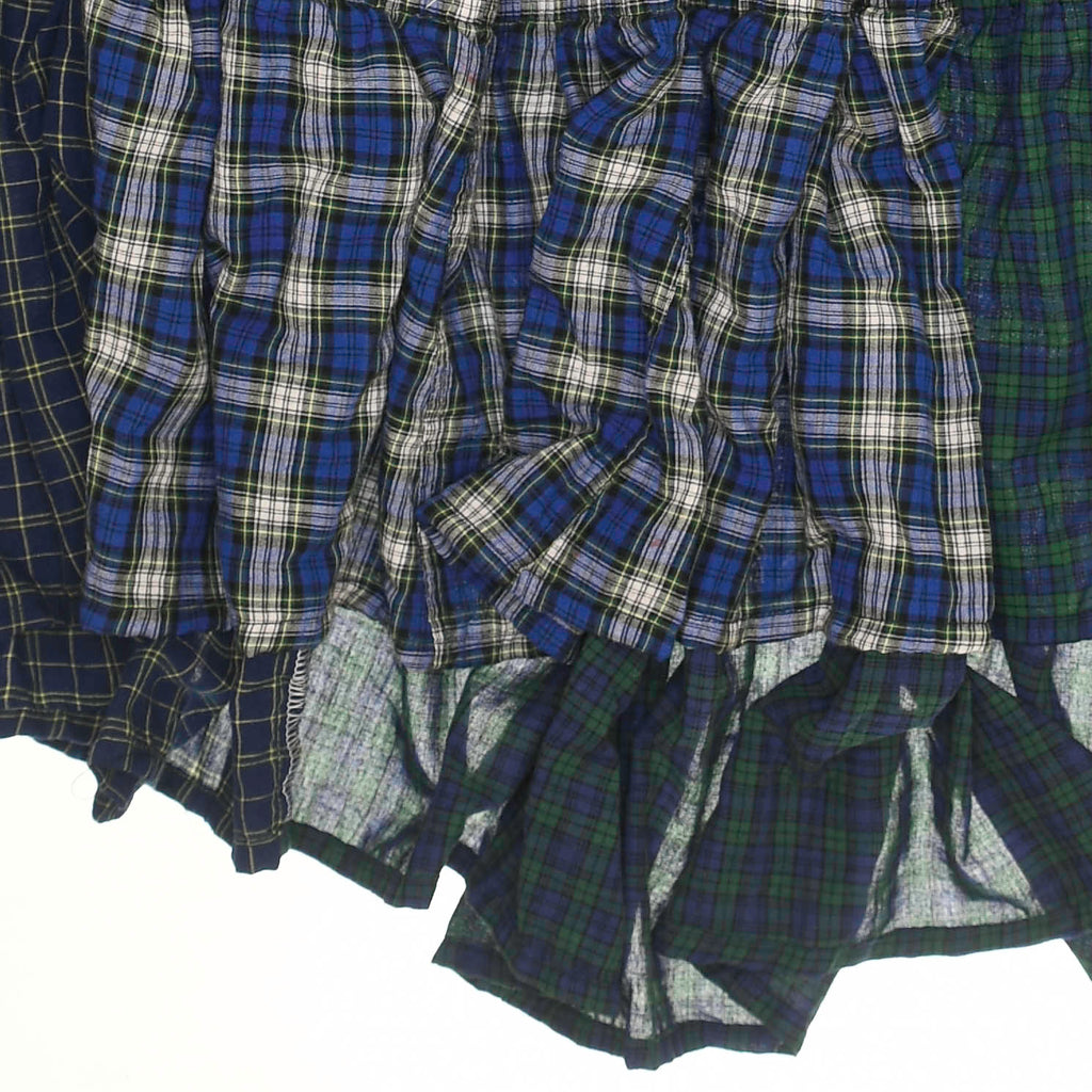 Navy Mixed Plaid Boxer Skirt Maxi