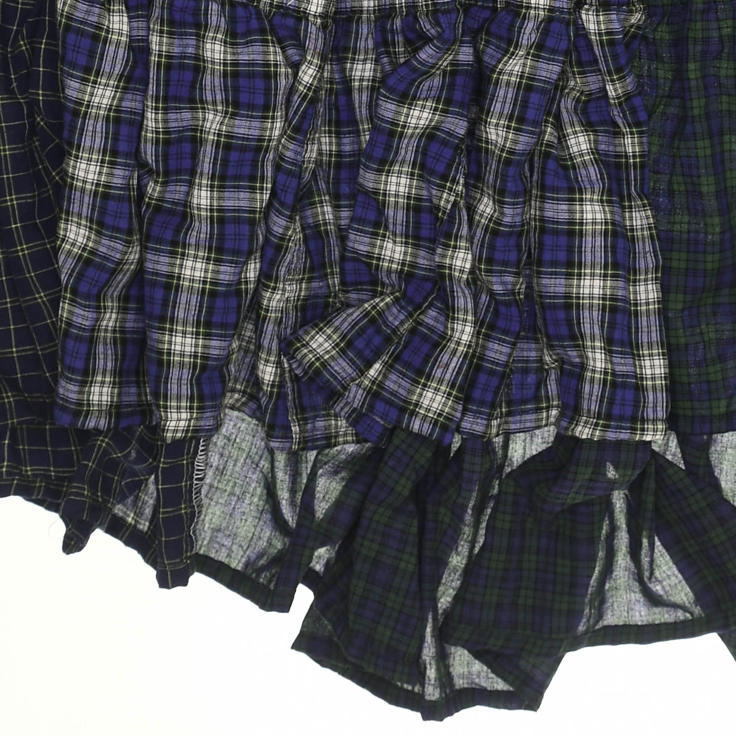 Navy Mixed Plaid Boxer Skirt Maxi