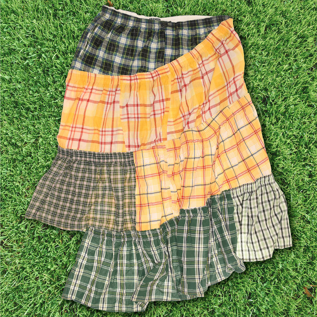 Yellow & Green Asymmetric Boxer Skirt