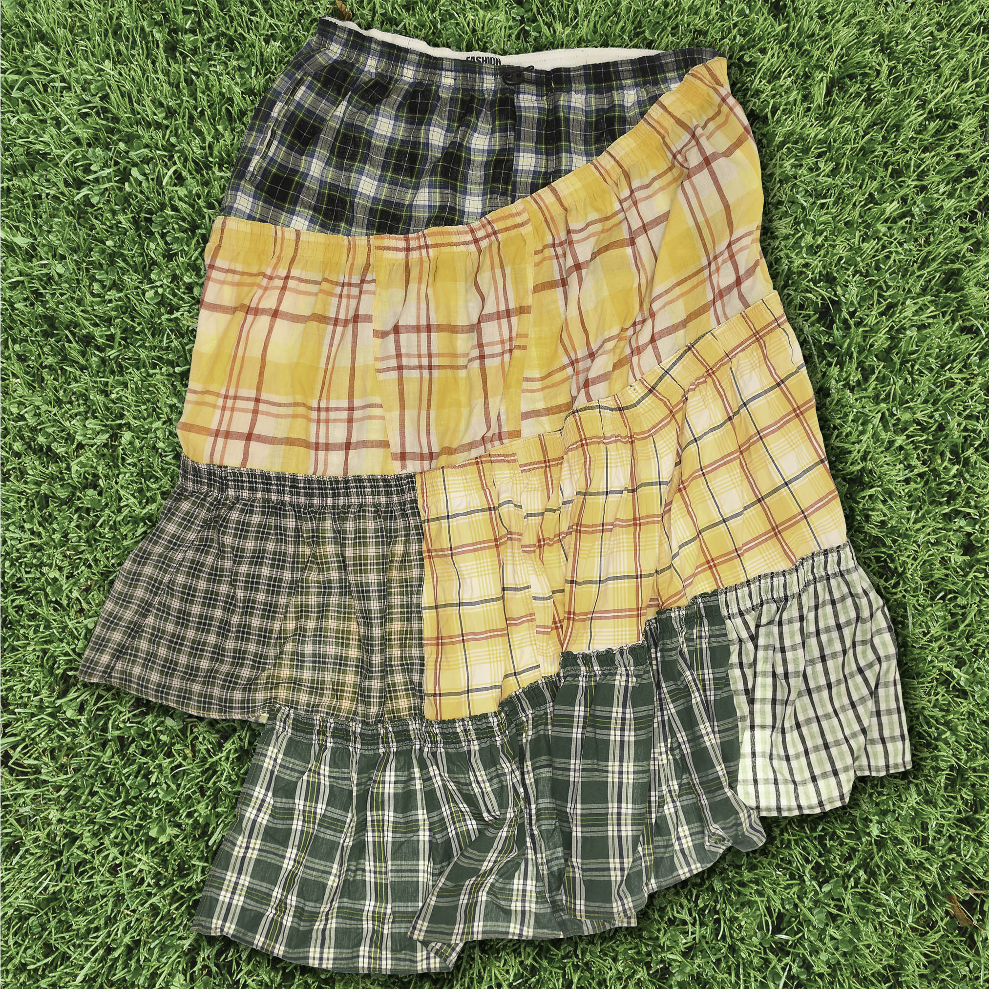 Yellow & Green Asymmetric Boxer Skirt