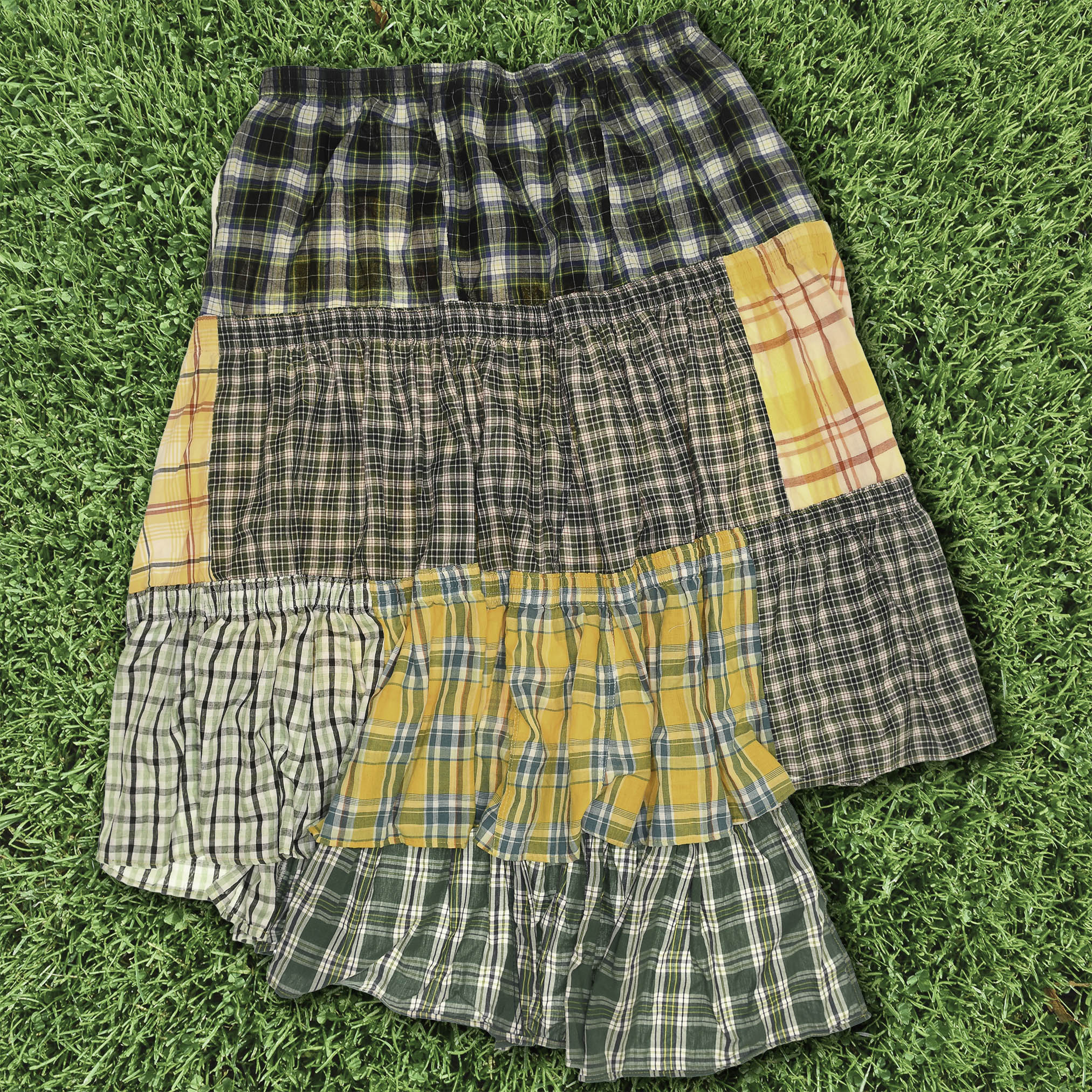 Yellow & Green Asymmetric Boxer Skirt