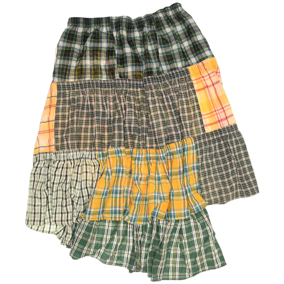 Yellow & Green Asymmetric Boxer Skirt Maxi