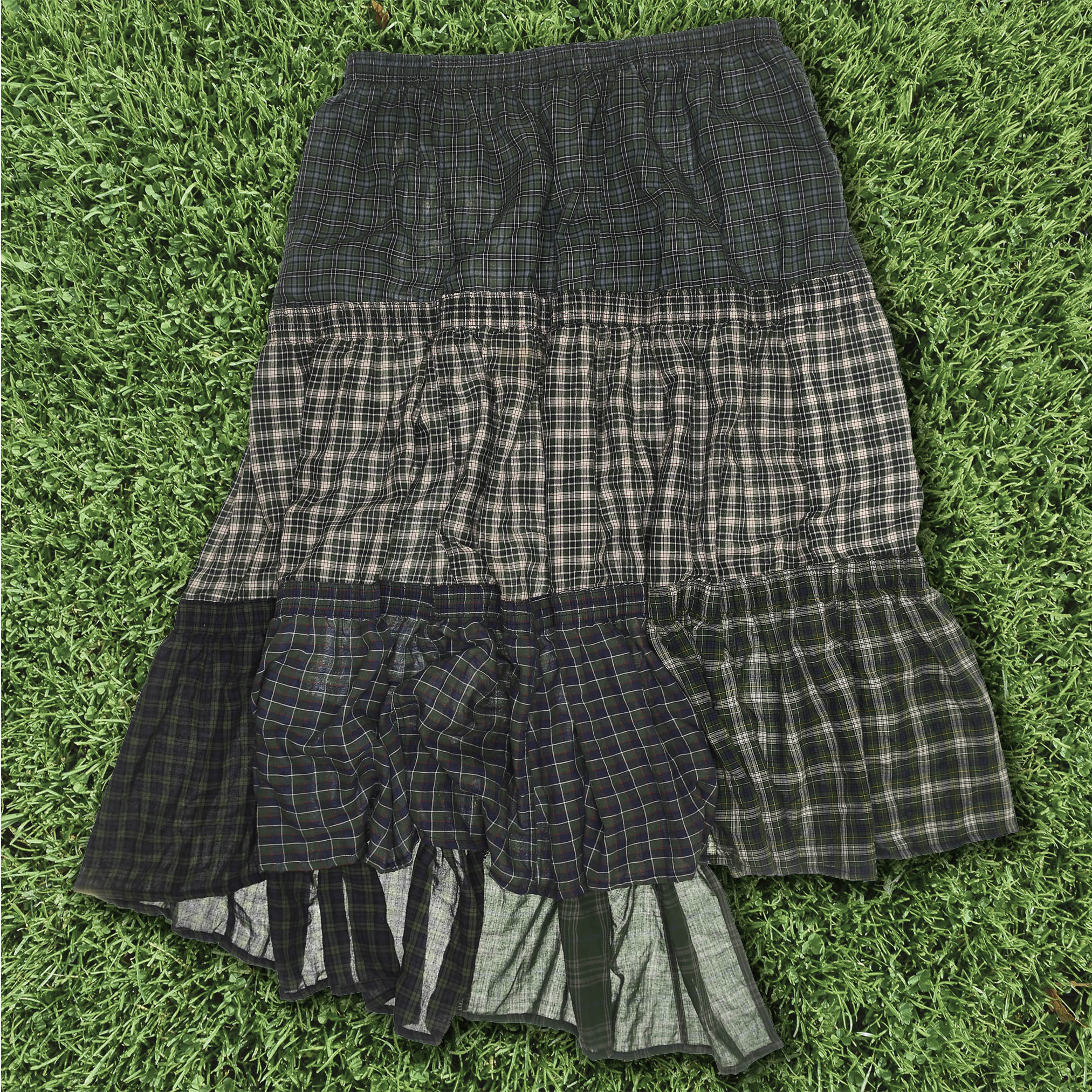 Earth Toned Grunge Boxer Skirt Maxi
