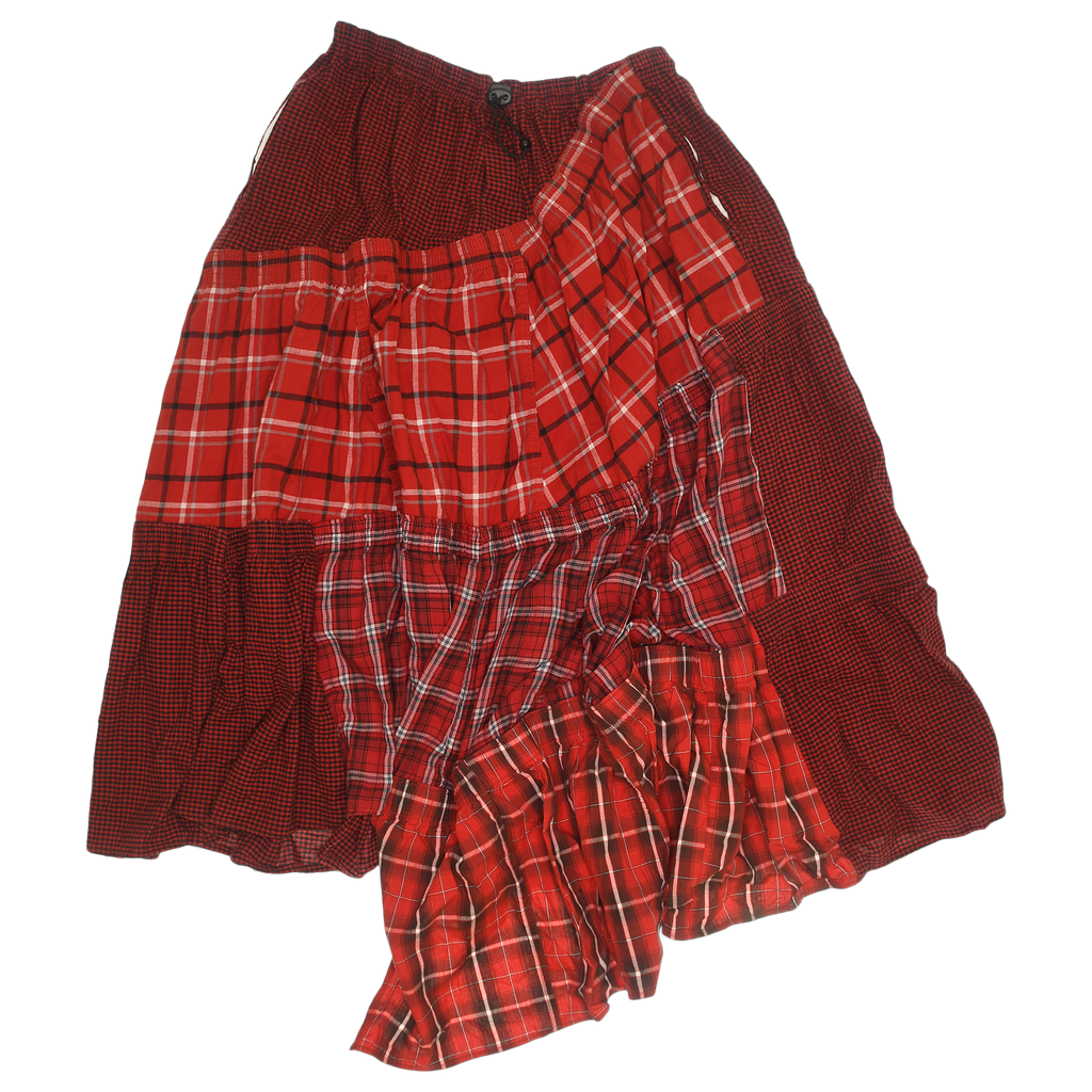 Bright Reds Asymmetric Boxer Skirt Maxi
