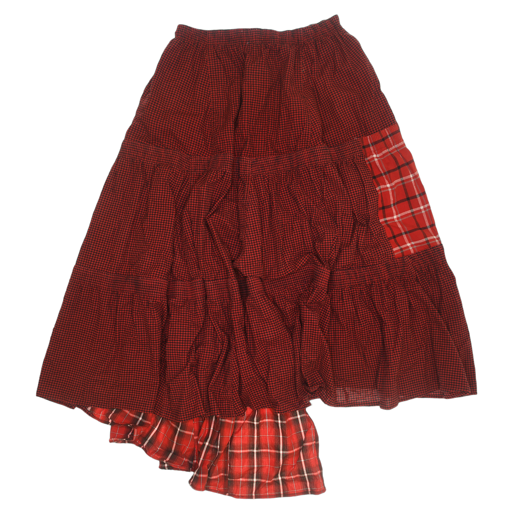 Bright Reds Asymmetric Boxer Skirt Maxi