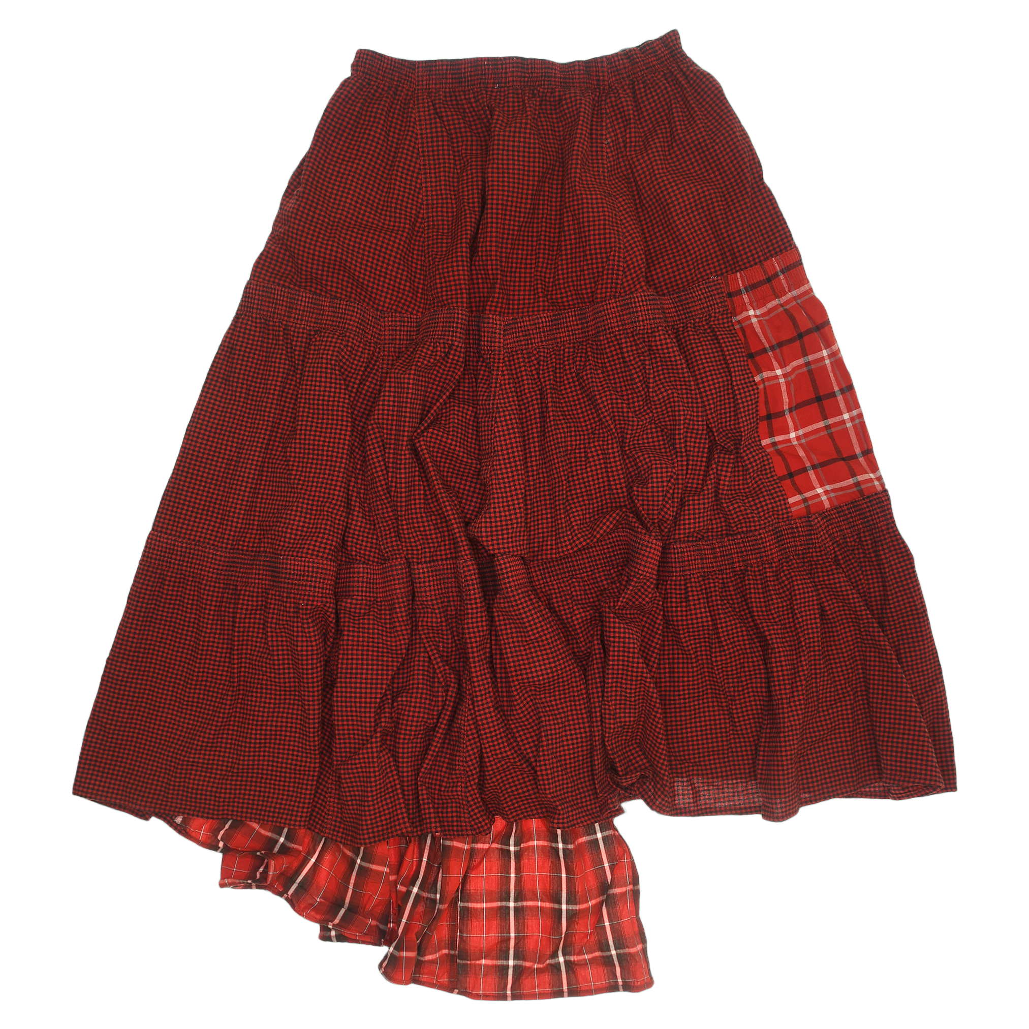 Bright Reds Asymmetric Boxer Skirt Maxi