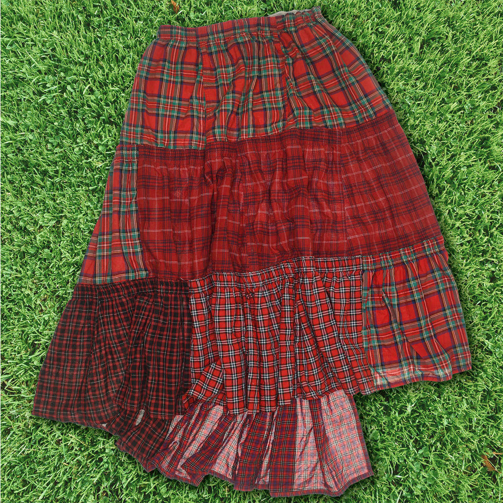 Red & Green Boxer Skirt Maxi