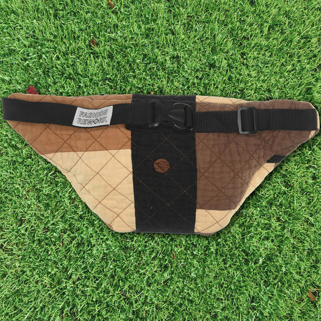 Patchwork Quilt Waist Bag | Brown Check