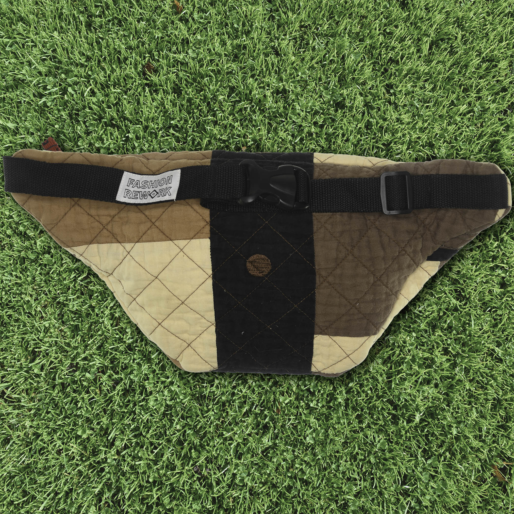 Patchwork Quilt Waist Bag | Brown Check