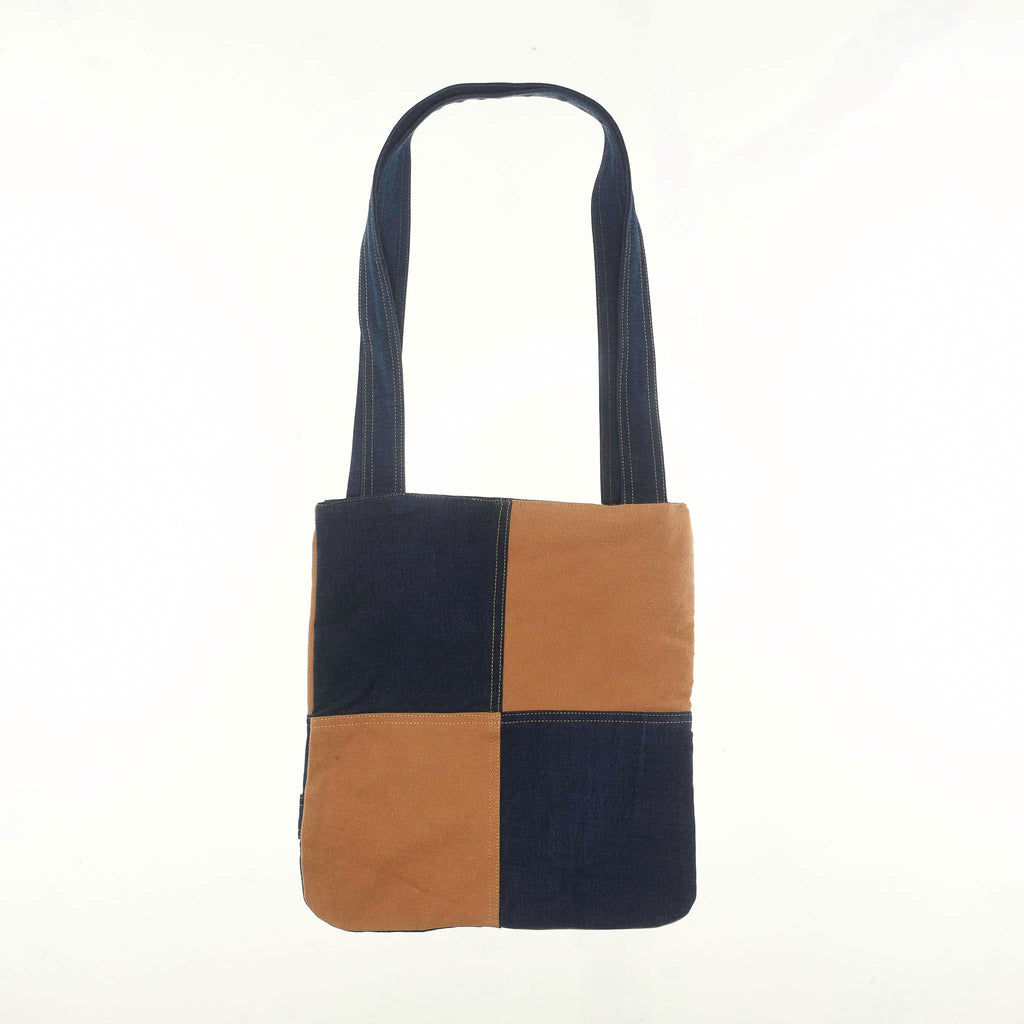 Canvas and Dark Blue Jean Reworked Tote