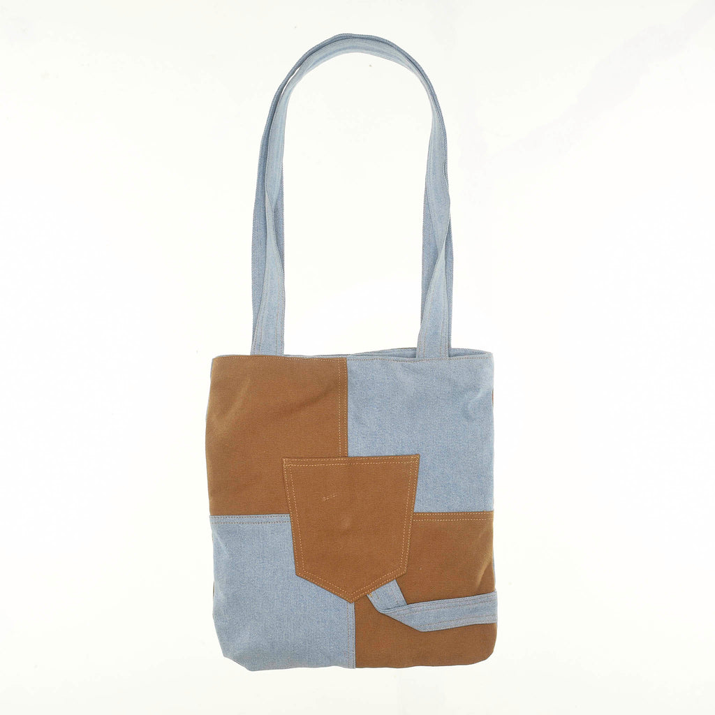 Canvas and Light Blue Jean Reworked Tote