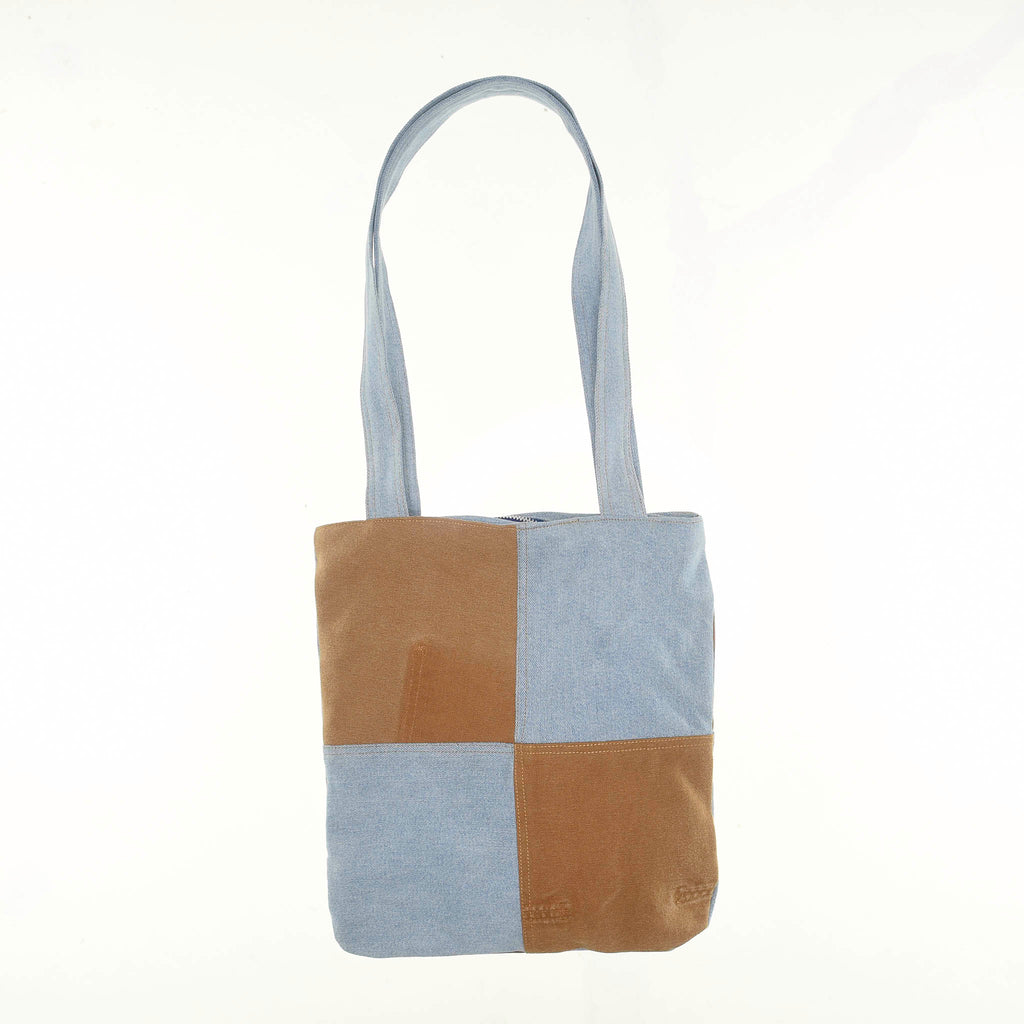 Canvas and Light Blue Jean Reworked Tote
