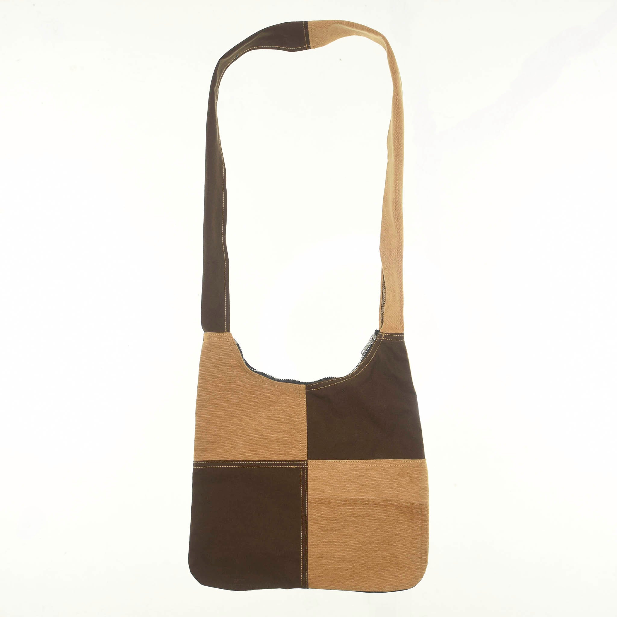 Canvas and Dark Brown Canvas Jean Reworked Tote