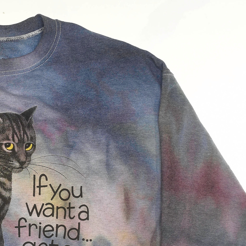 "If you want a friend, get a dog!" Iced Dye Cat Pullover