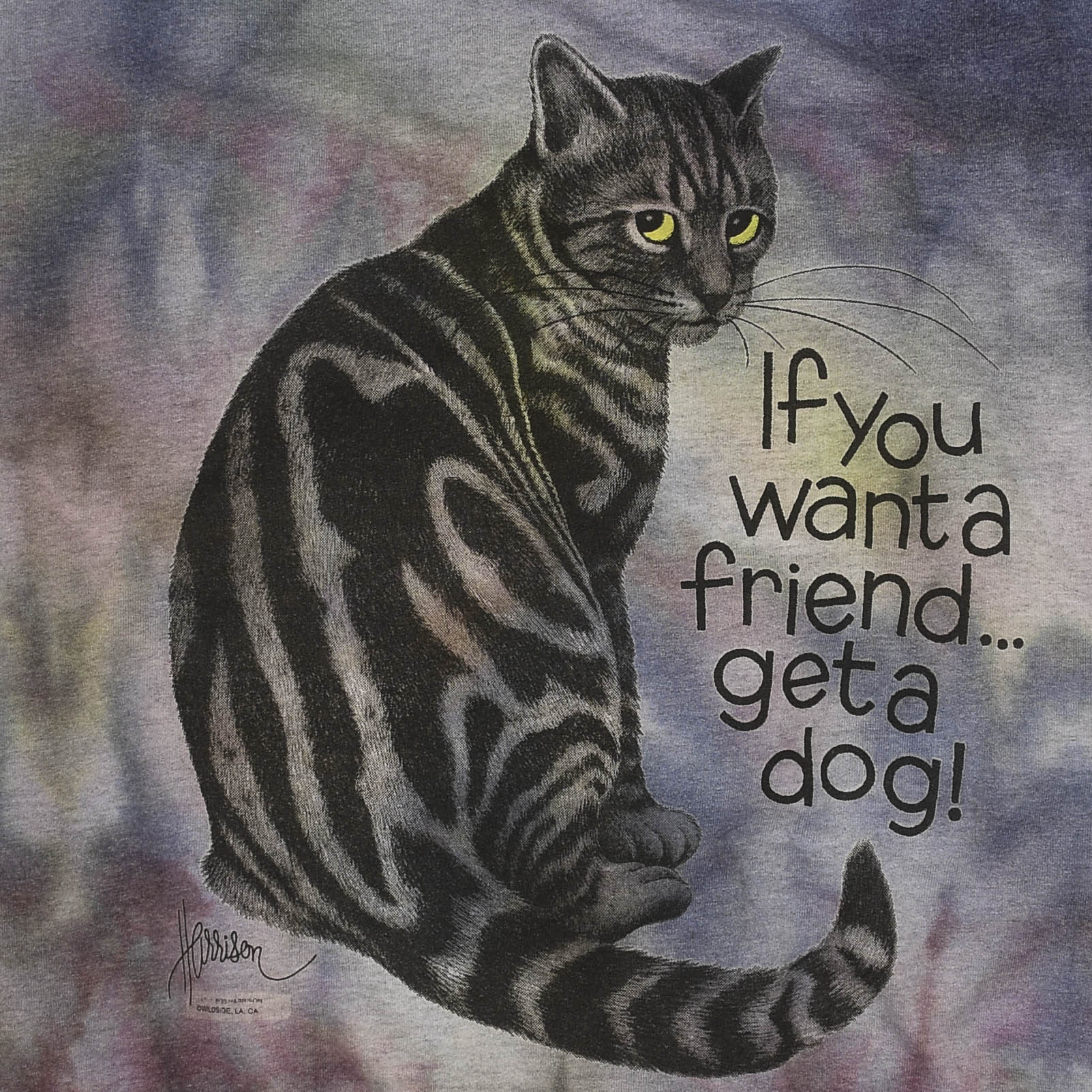 "If you want a friend, get a dog!" Iced Dye Cat Pullover