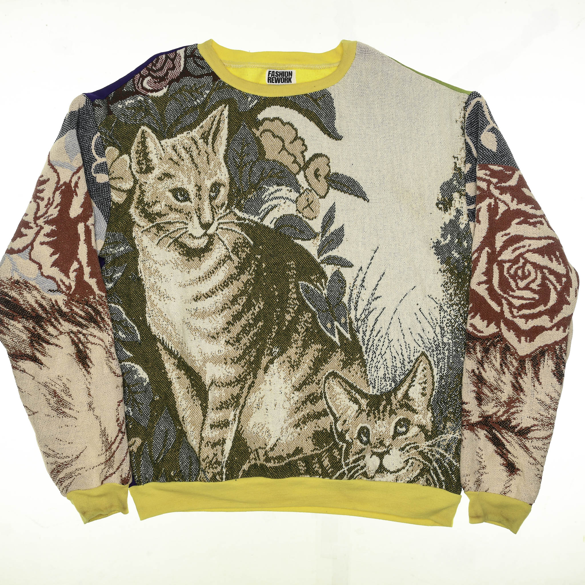 Cats & Flowers Tapestry Panel Pullover