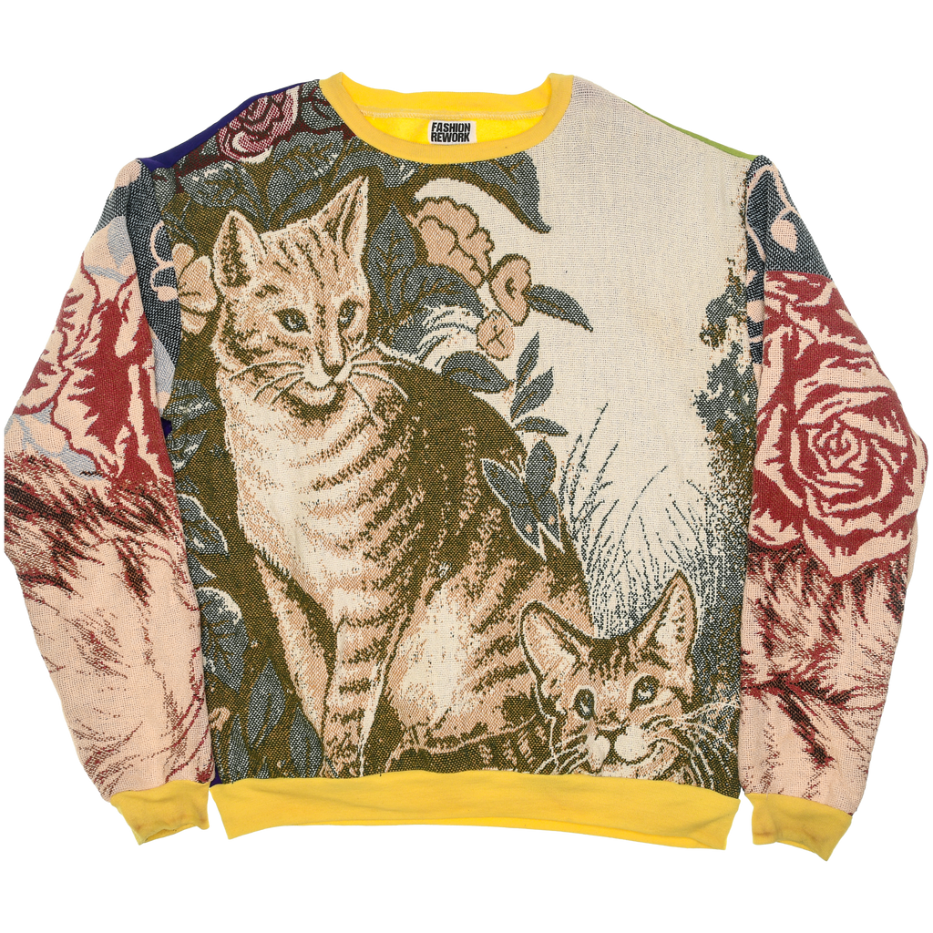 Cats & Flowers Full Tapestry Panel Pullover