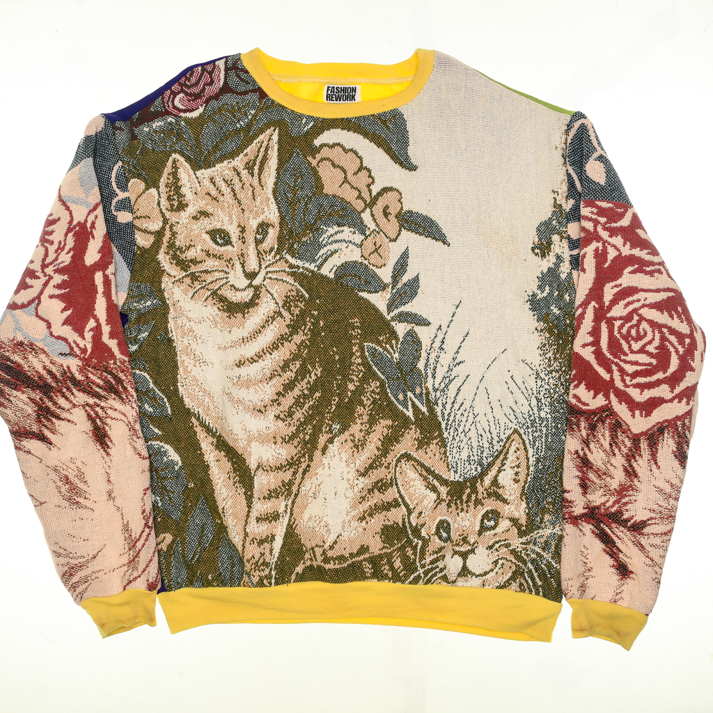 Cats & Flowers Full Tapestry Panel Pullover