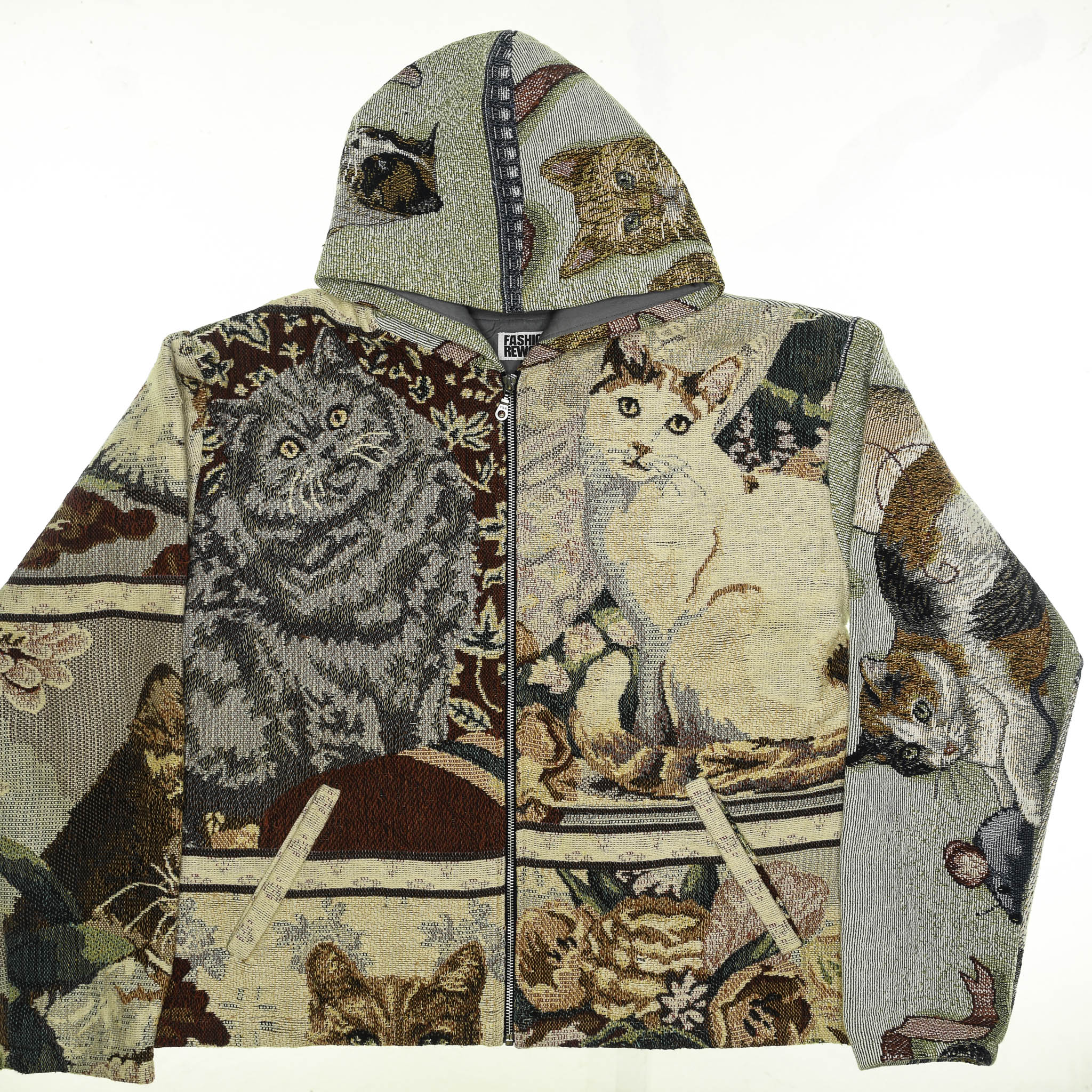 Vintage Cats Double Tapestry Zip Coat