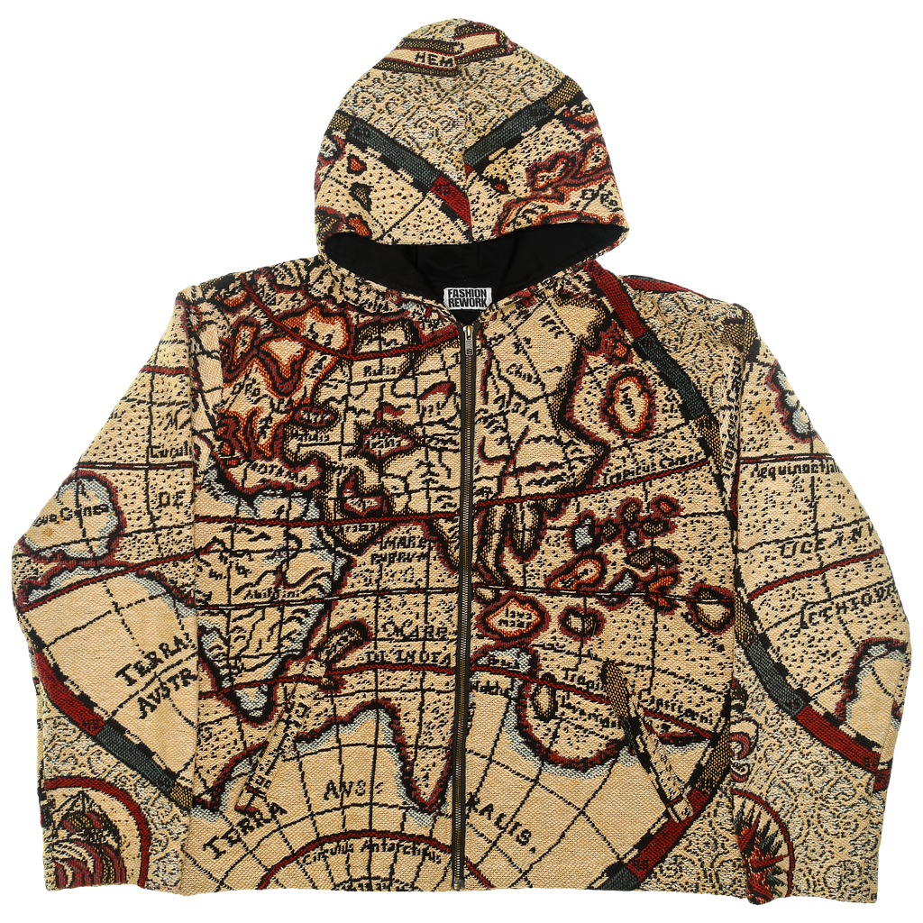 World Map Double Tapestry Zip Through