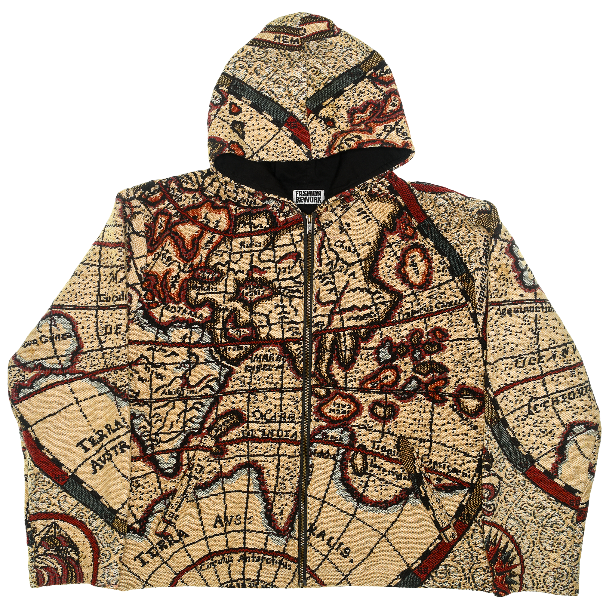 World Map Double Tapestry Zip Through