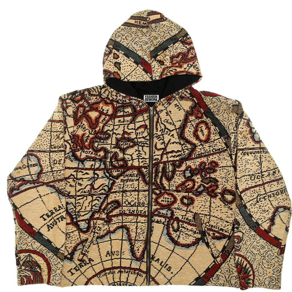 World Map Double Tapestry Zip Through