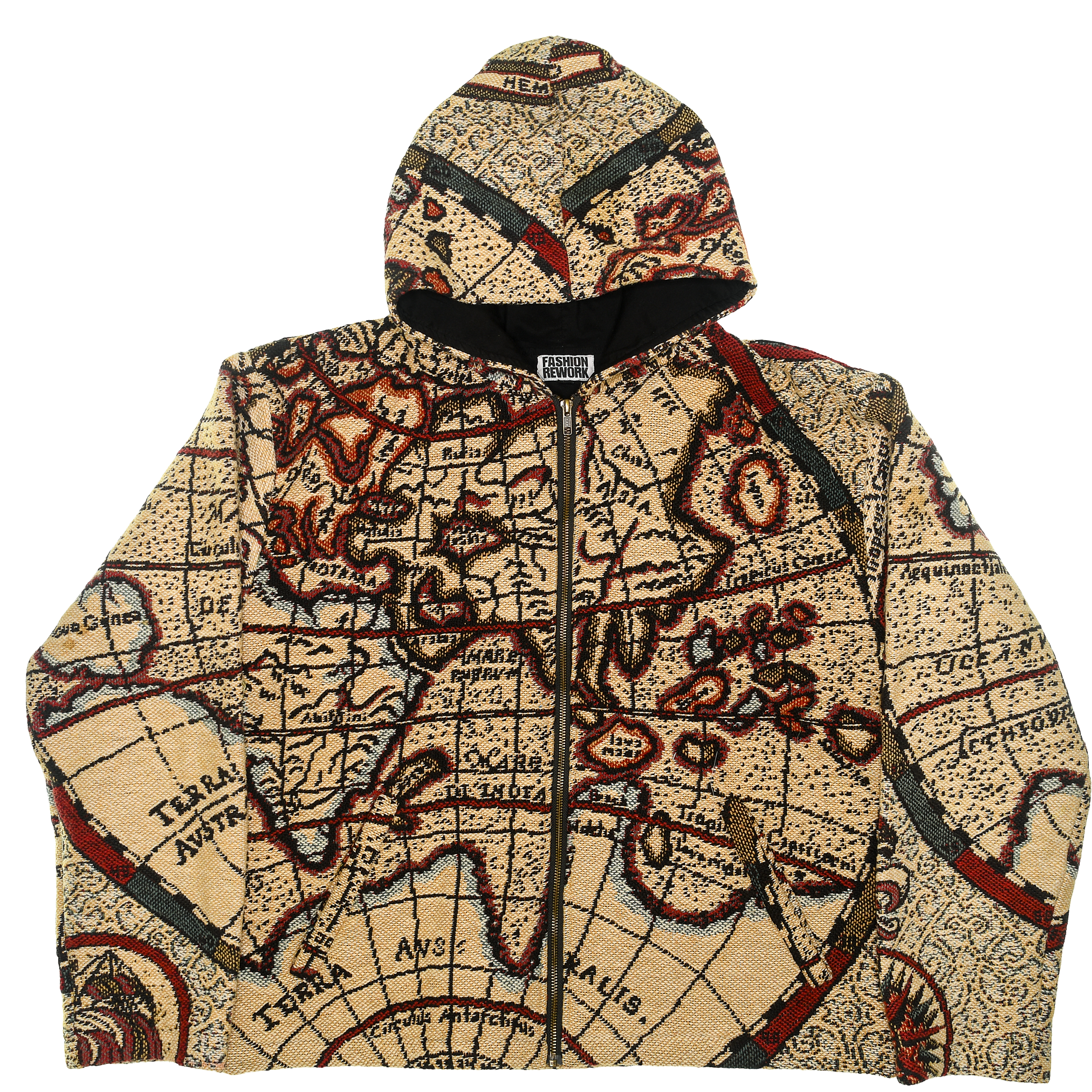 World Map Double Tapestry Zip Through