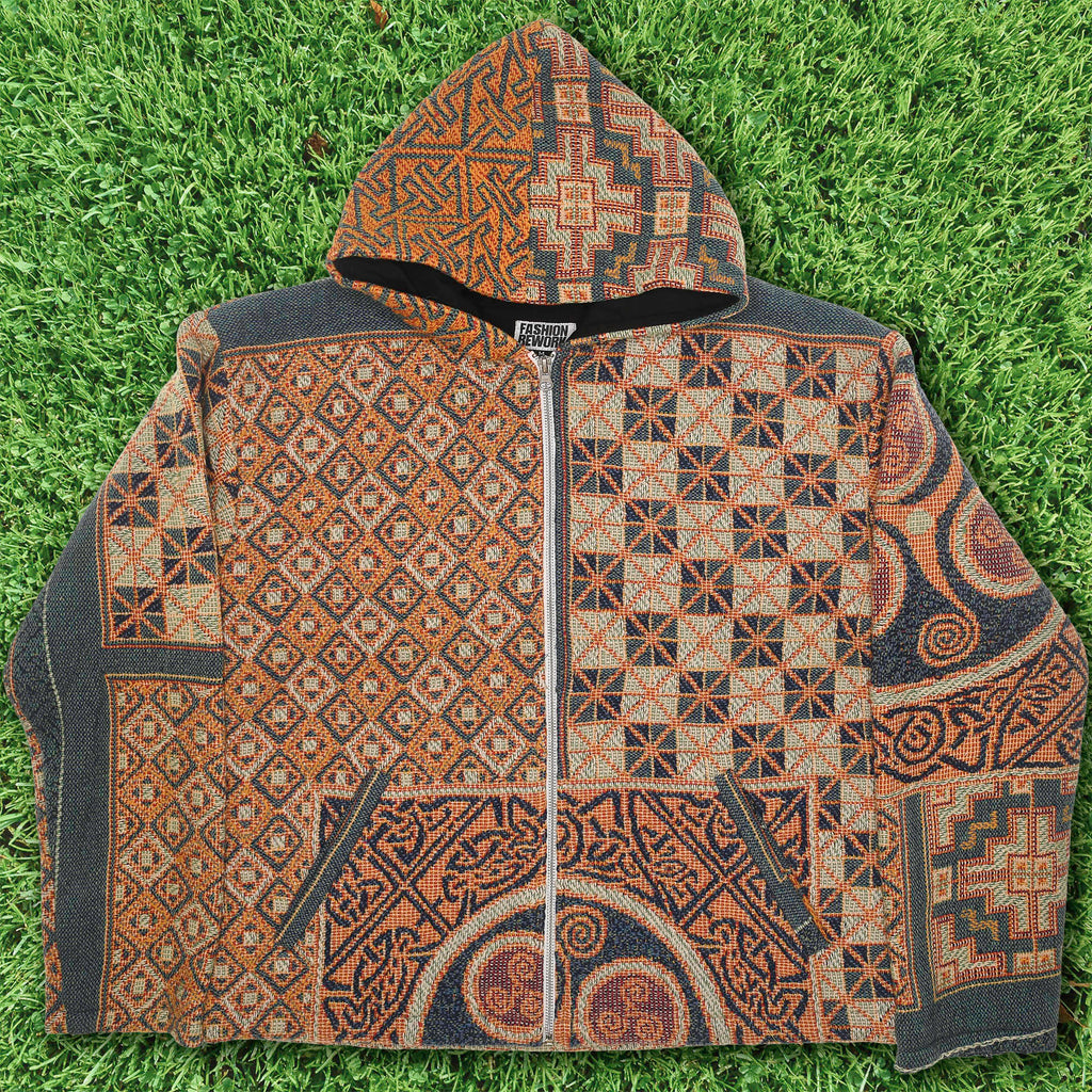 Patterned Full Zip Through Tapestry