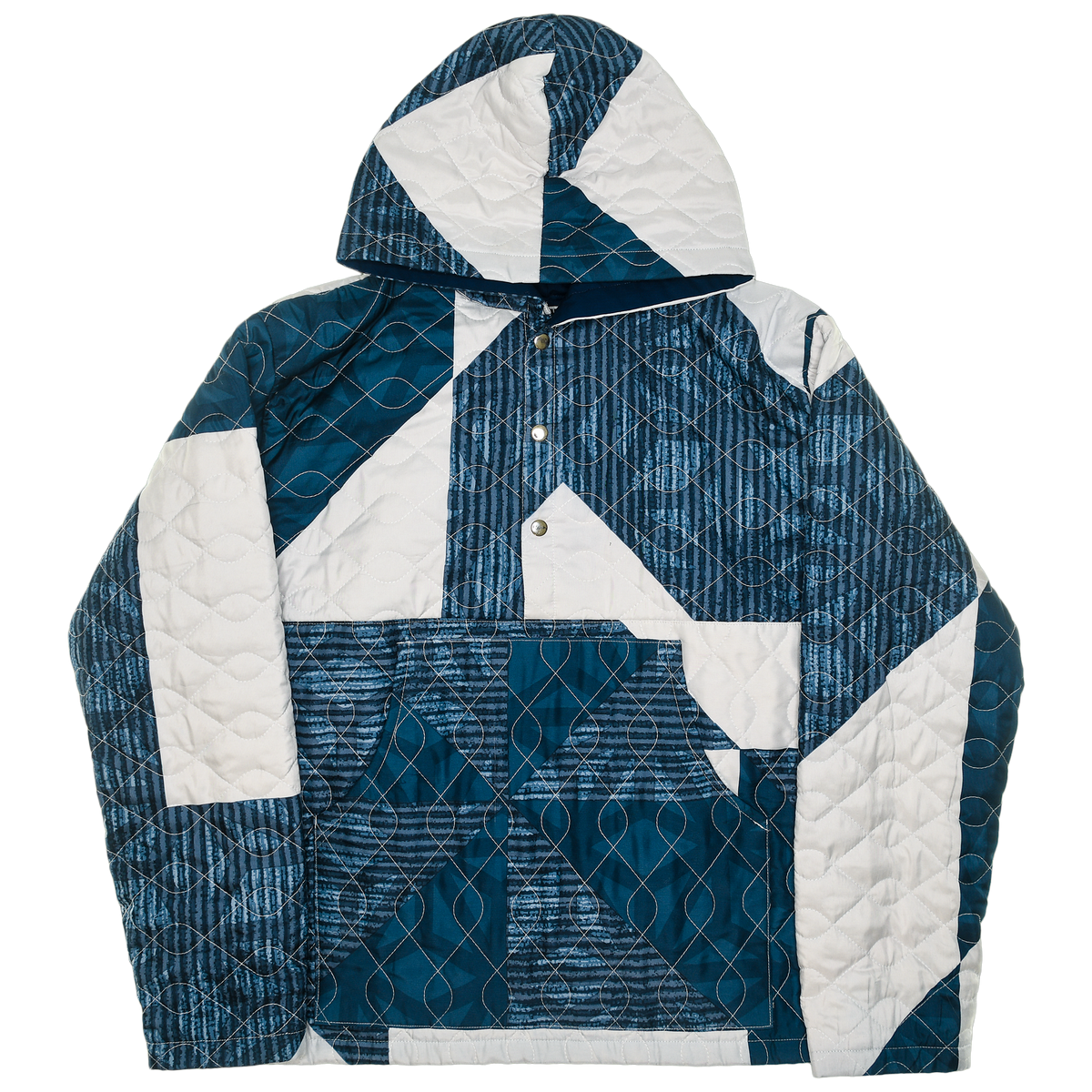 Dark Blue Triangular Coastal Nomad Quilt Hoodie