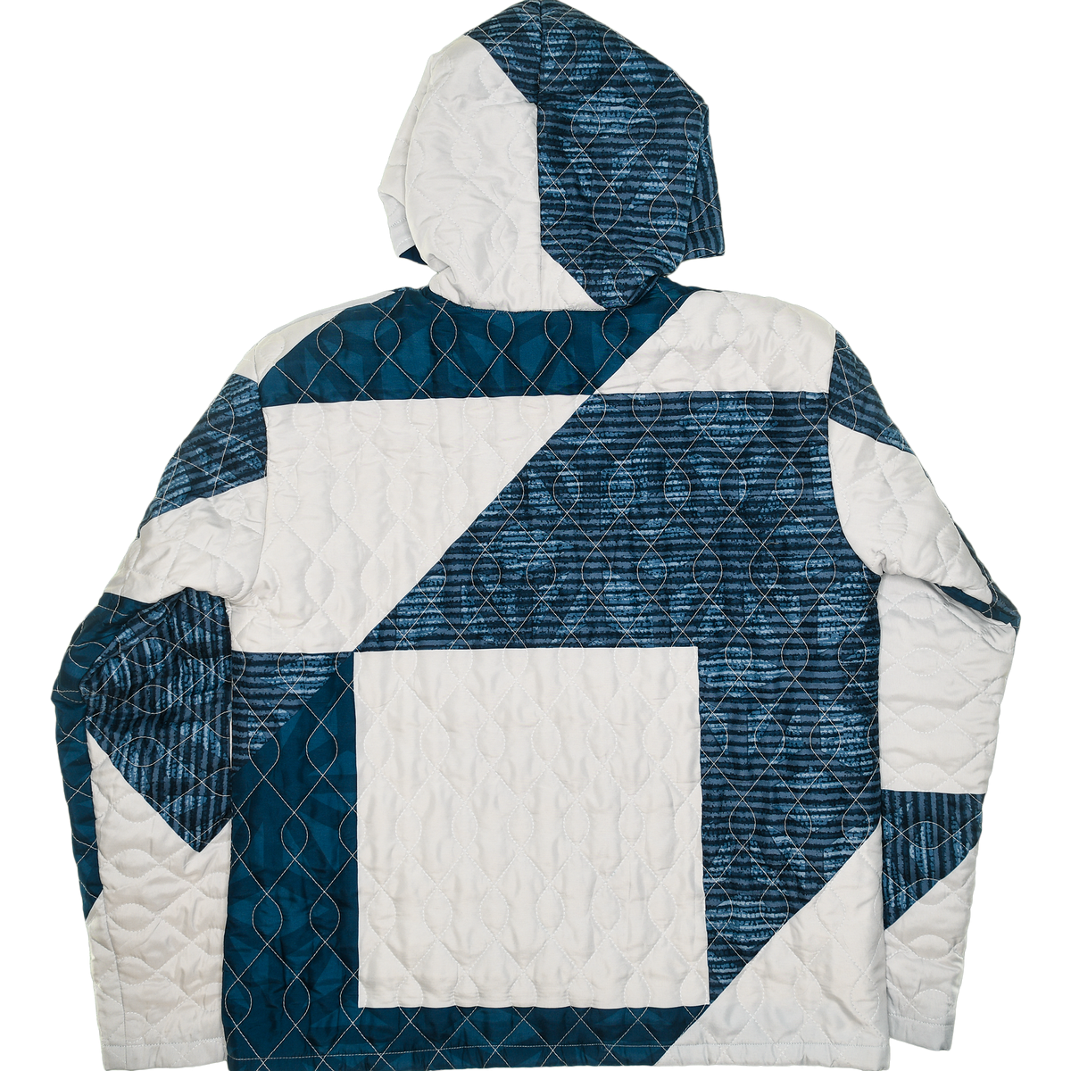Dark Blue Triangular Coastal Nomad Quilt Hoodie