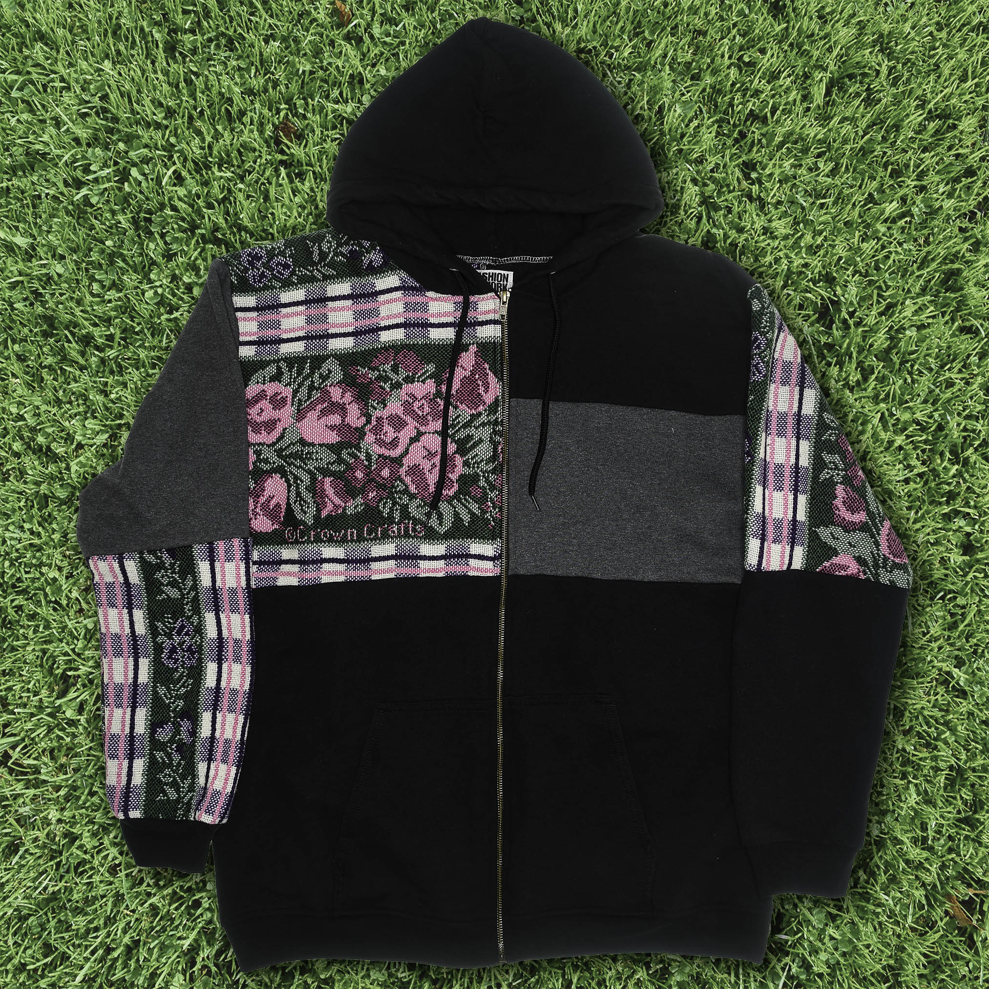Purple Patchwork Tapestry Zip Up Hoodie