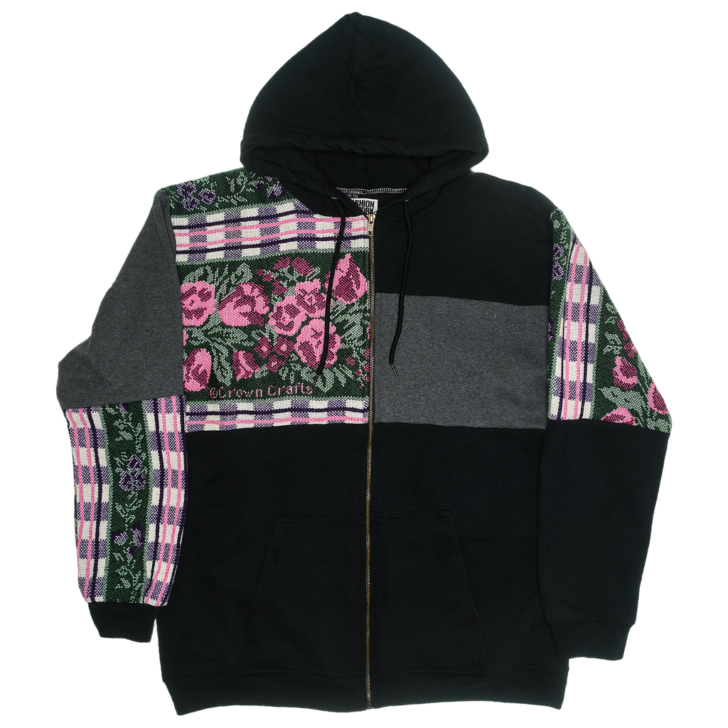 Purple Patchwork Tapestry Zip Up Hoodie