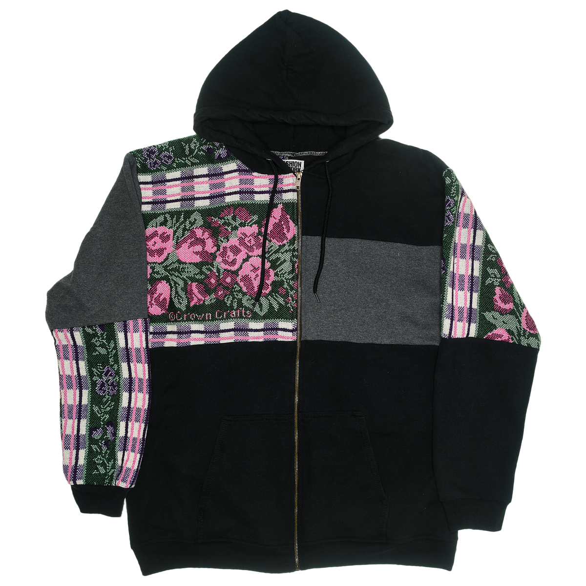 Purple Patchwork Tapestry Zip Up Hoodie