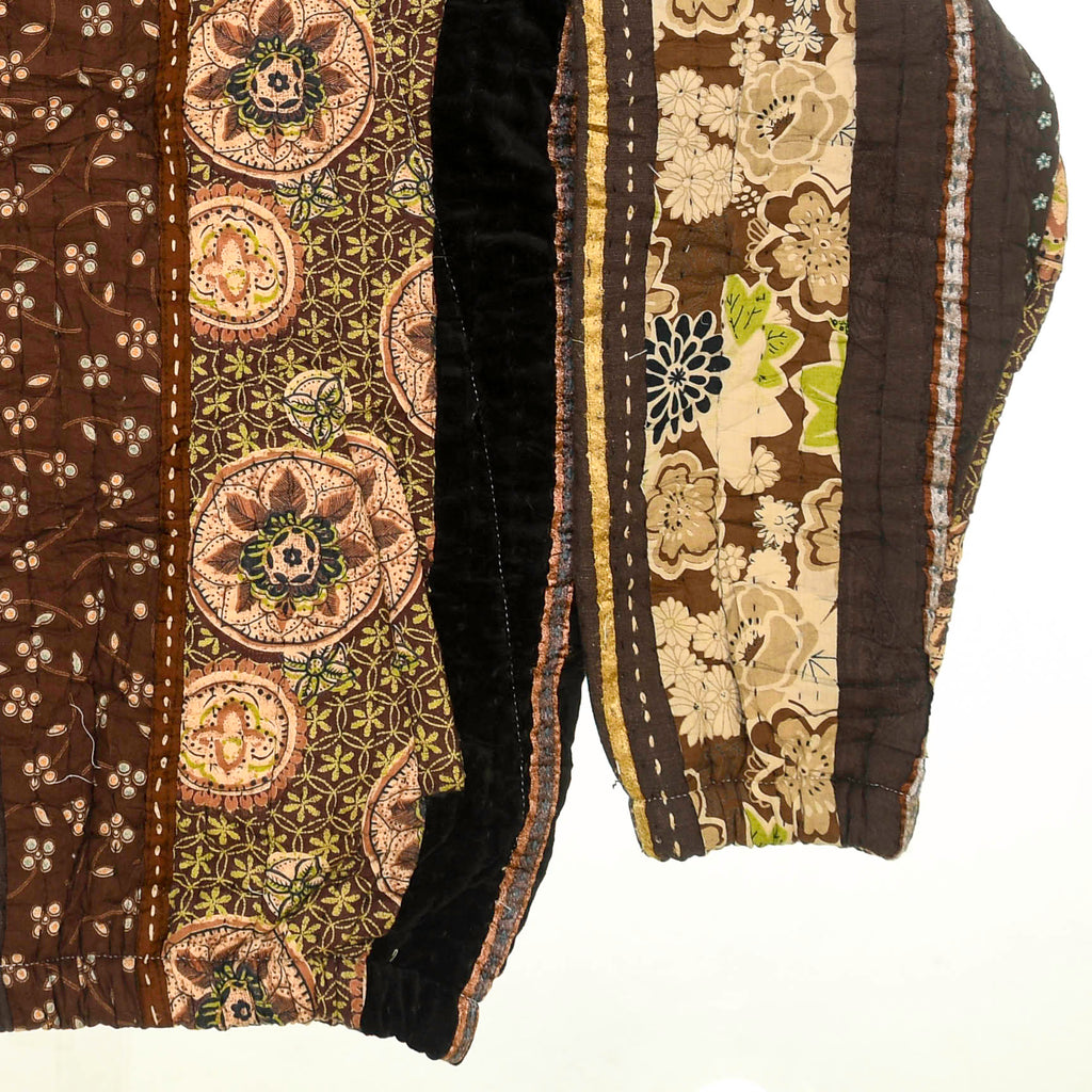 Brown Floral Quilt Bomber Jacket
