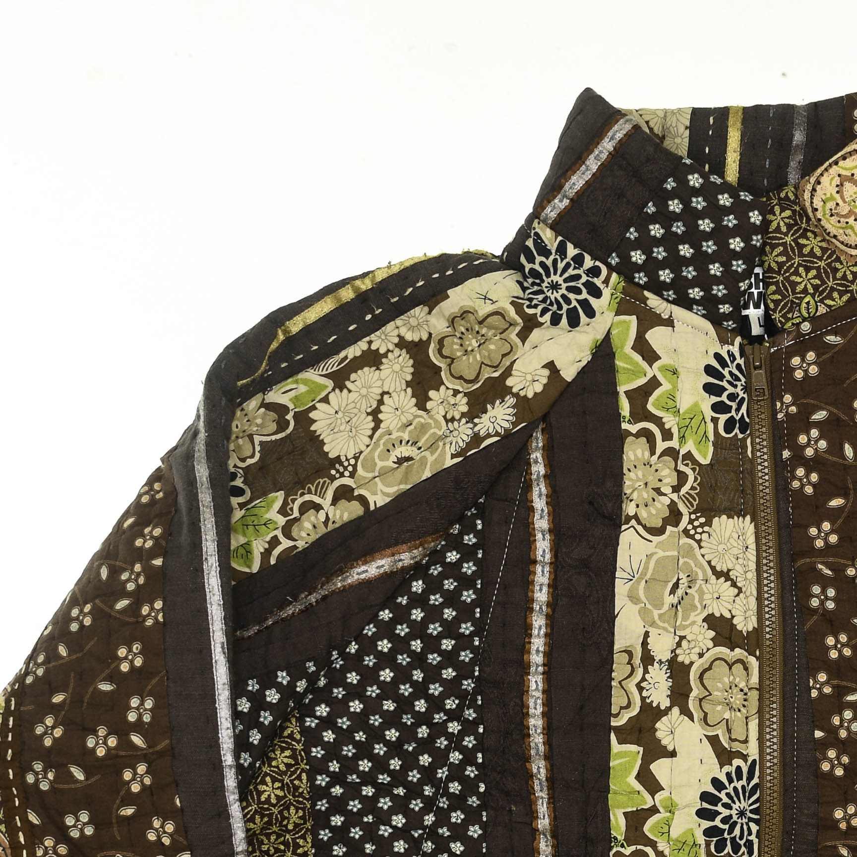 Brown Floral Quilt Bomber Jacket