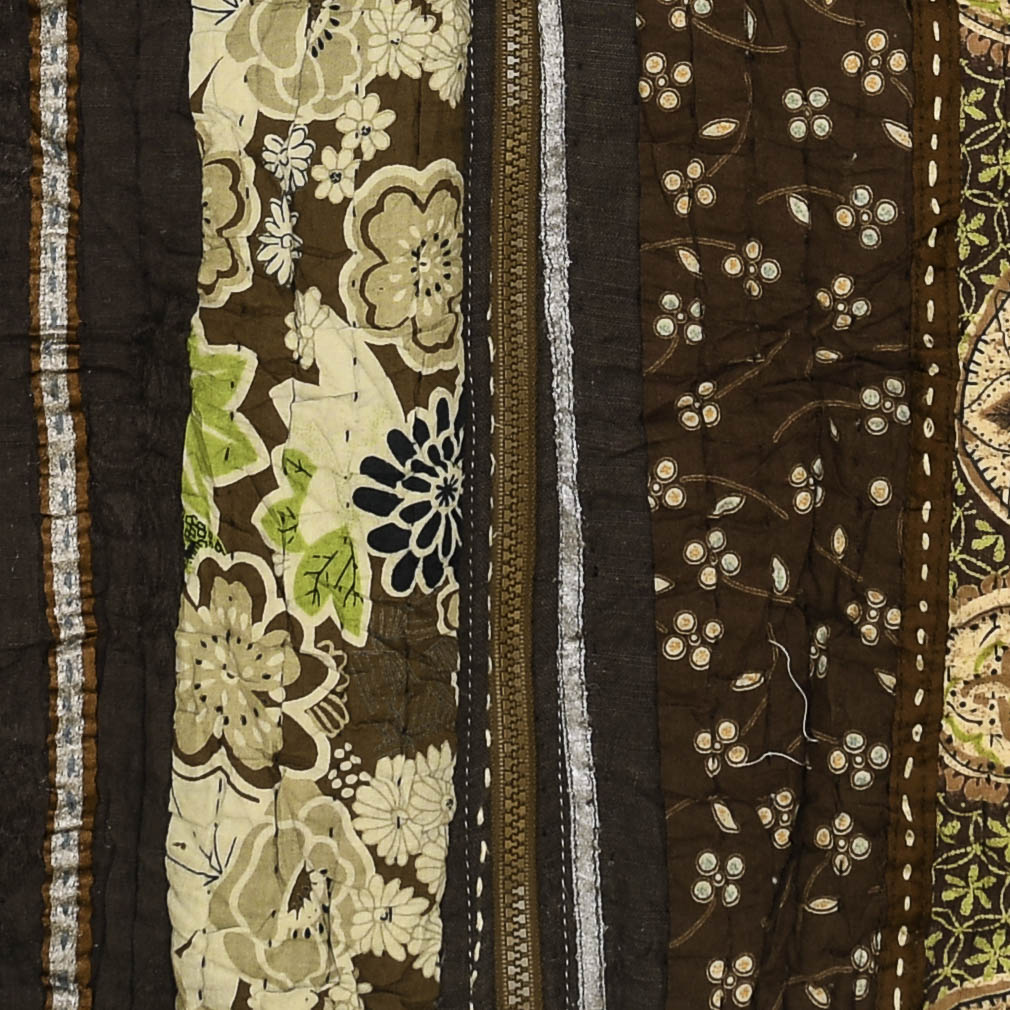 Brown Floral Quilt Bomber Jacket