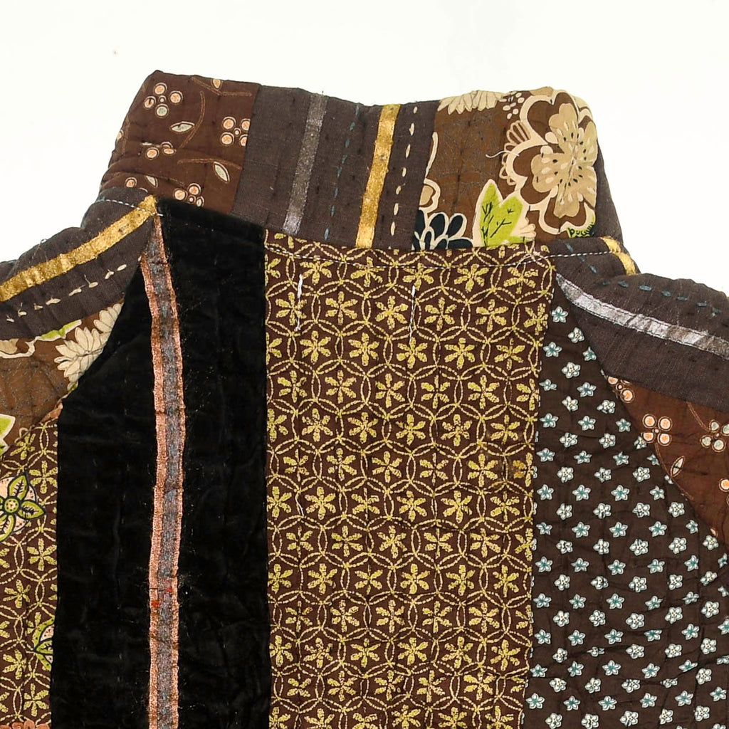 Brown Floral Quilt Bomber Jacket