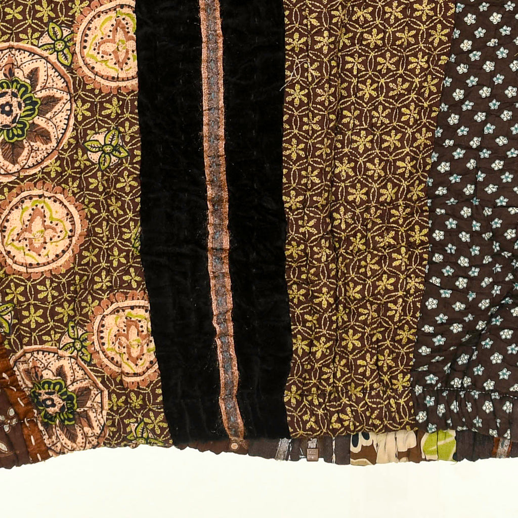 Brown Floral Quilt Bomber Jacket