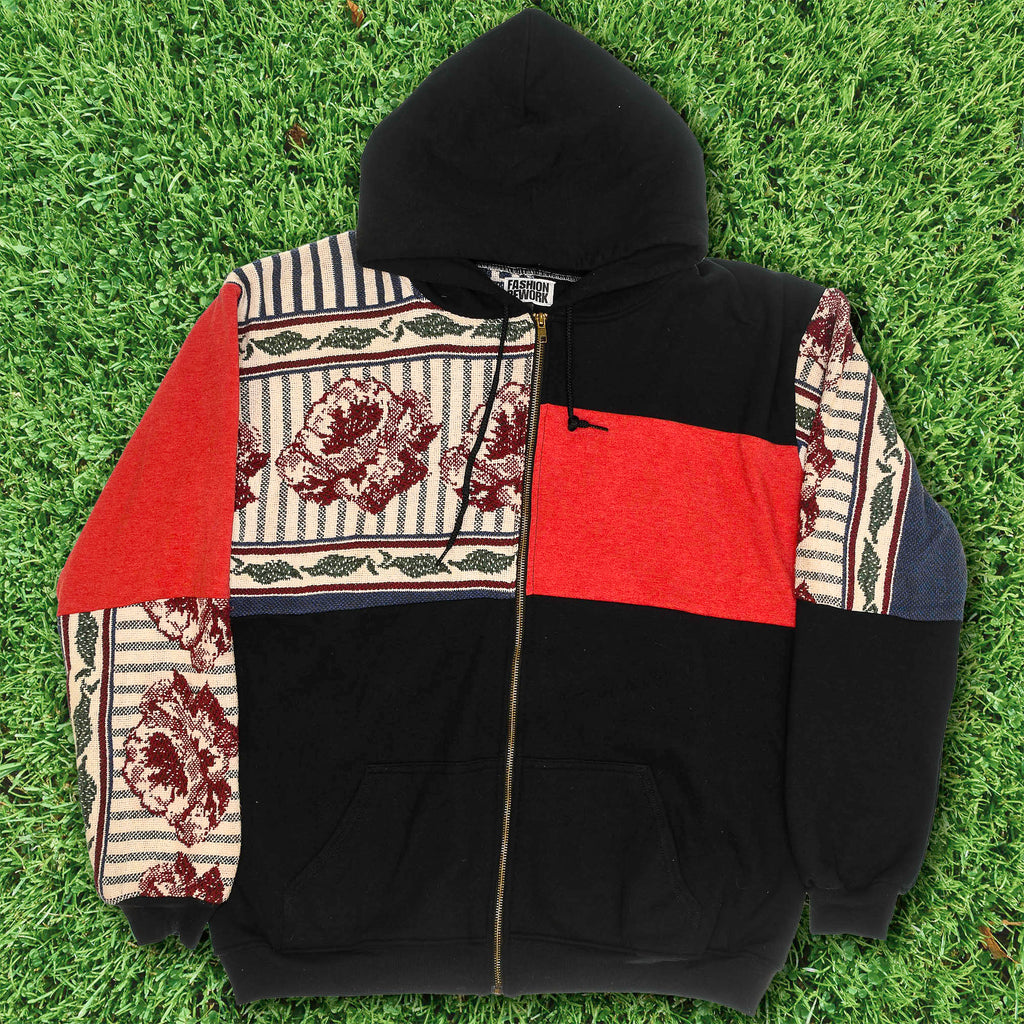 Floral Wallpaper Patchwork Tapestry Zip Up