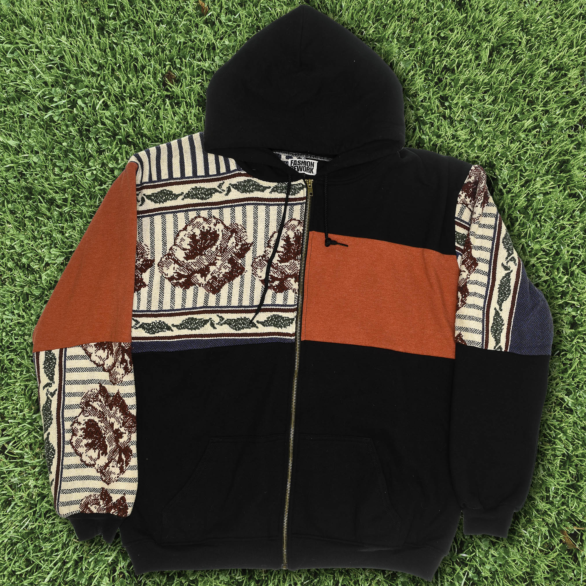 Floral Wallpaper Patchwork Tapestry Zip Up