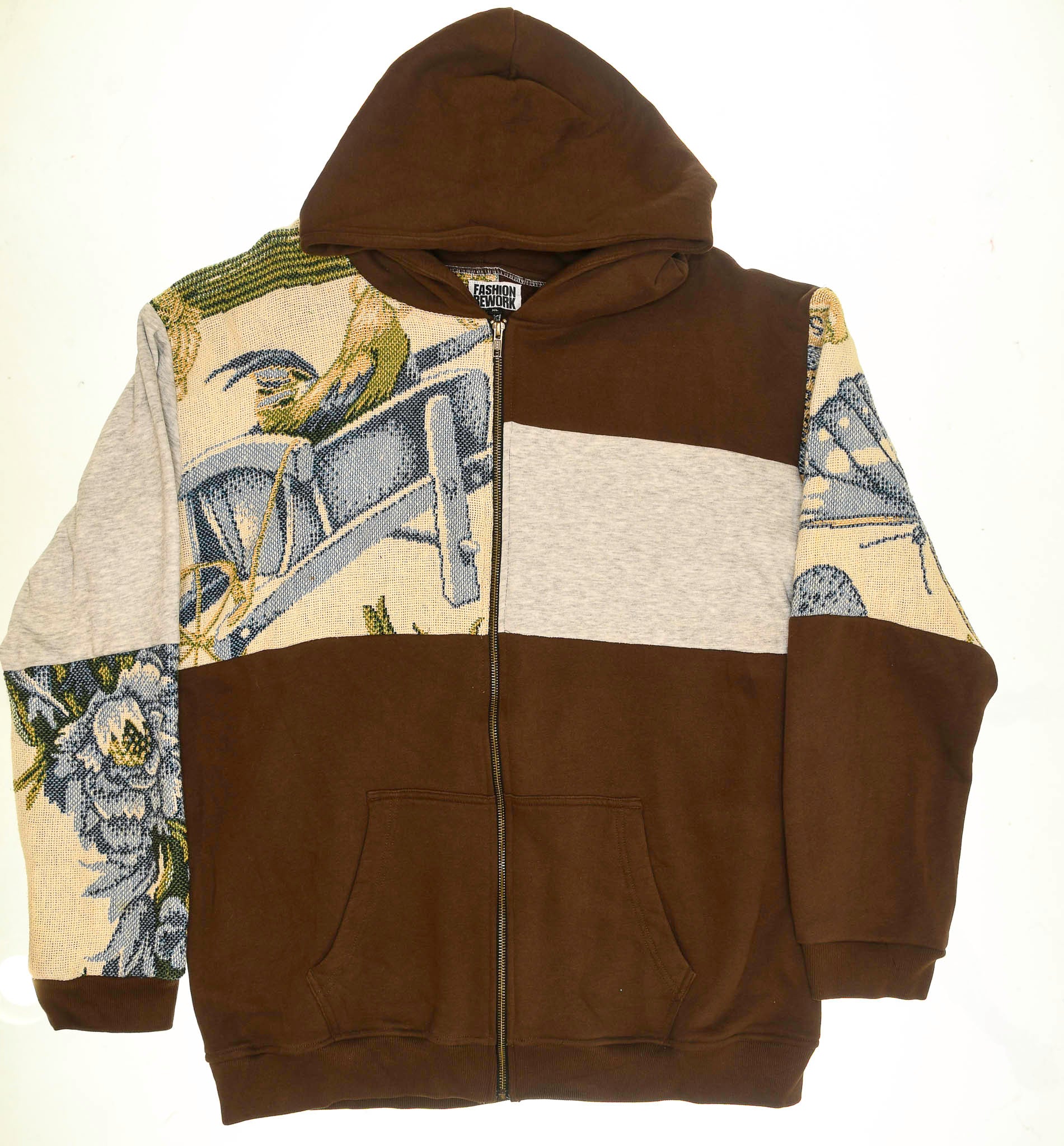 Garden Scene Patchwork Tapestry Zip Up