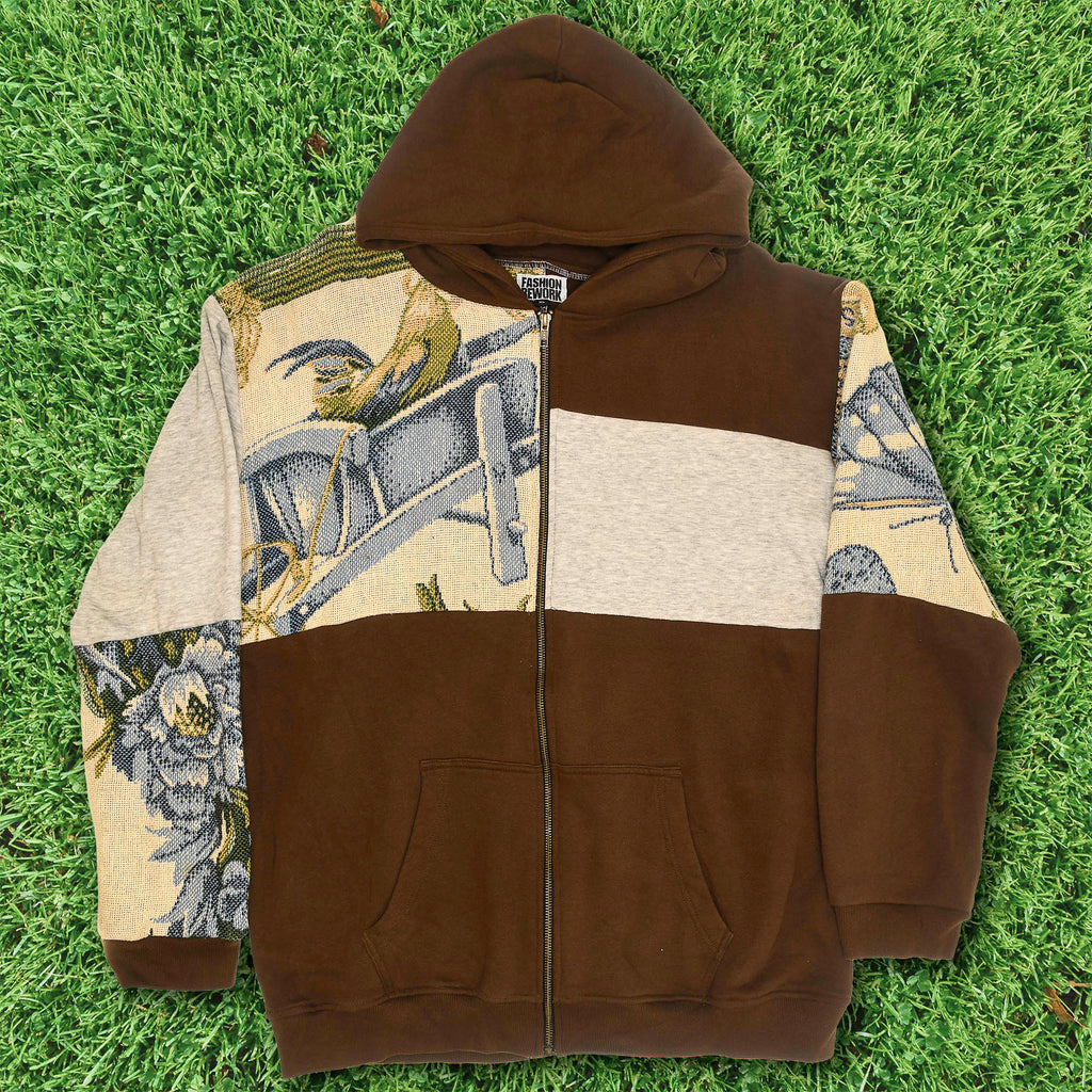 Garden Scene Patchwork Tapestry Zip Up