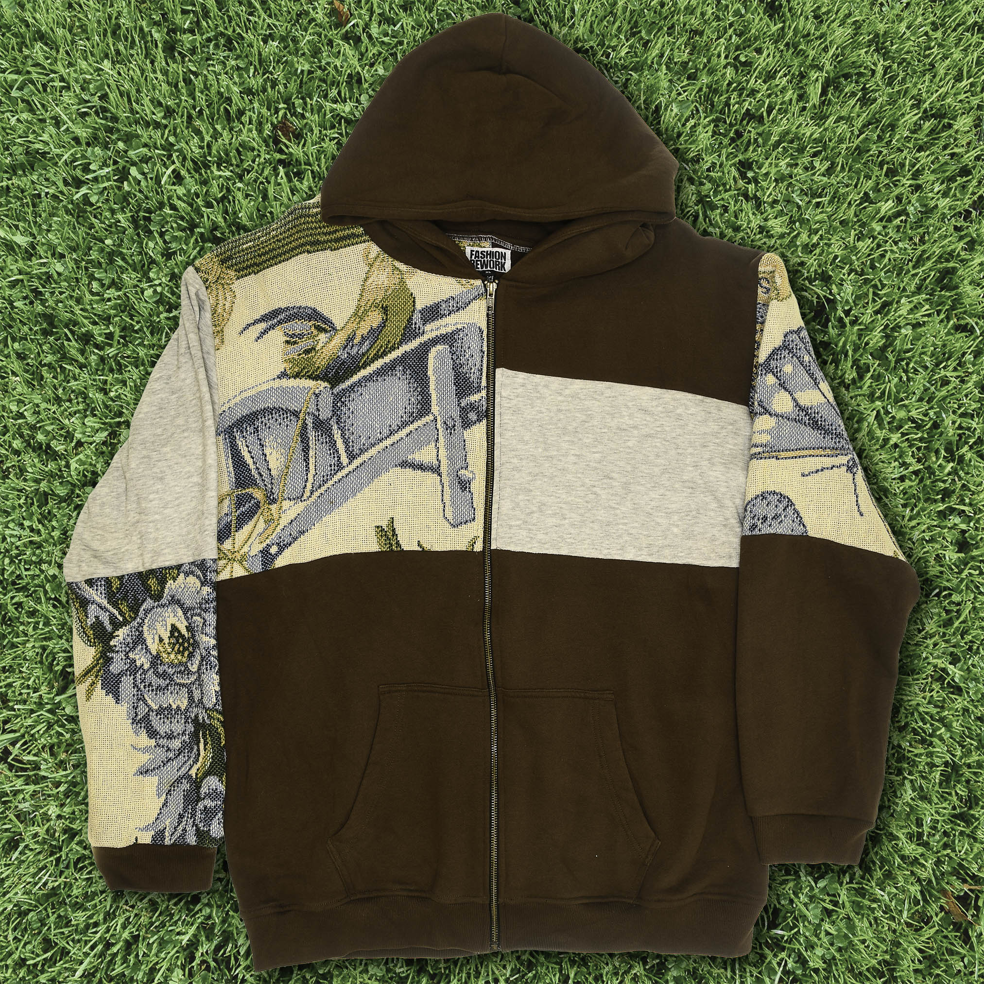 Garden Scene Patchwork Tapestry Zip Up