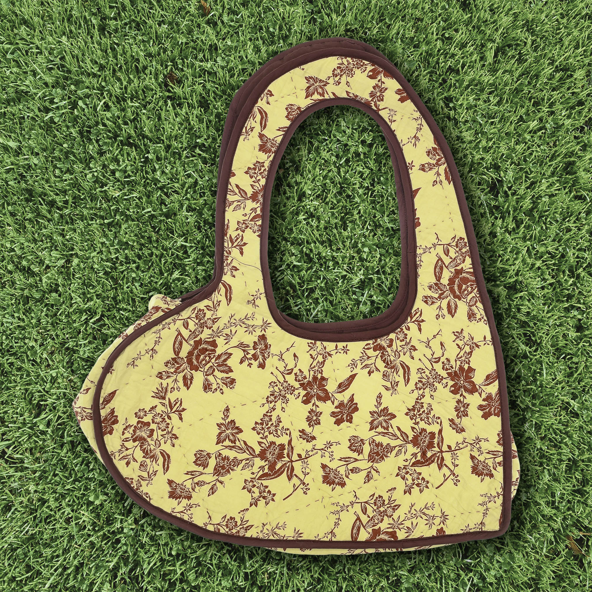 Maroon Floral Quilt Heart Bag