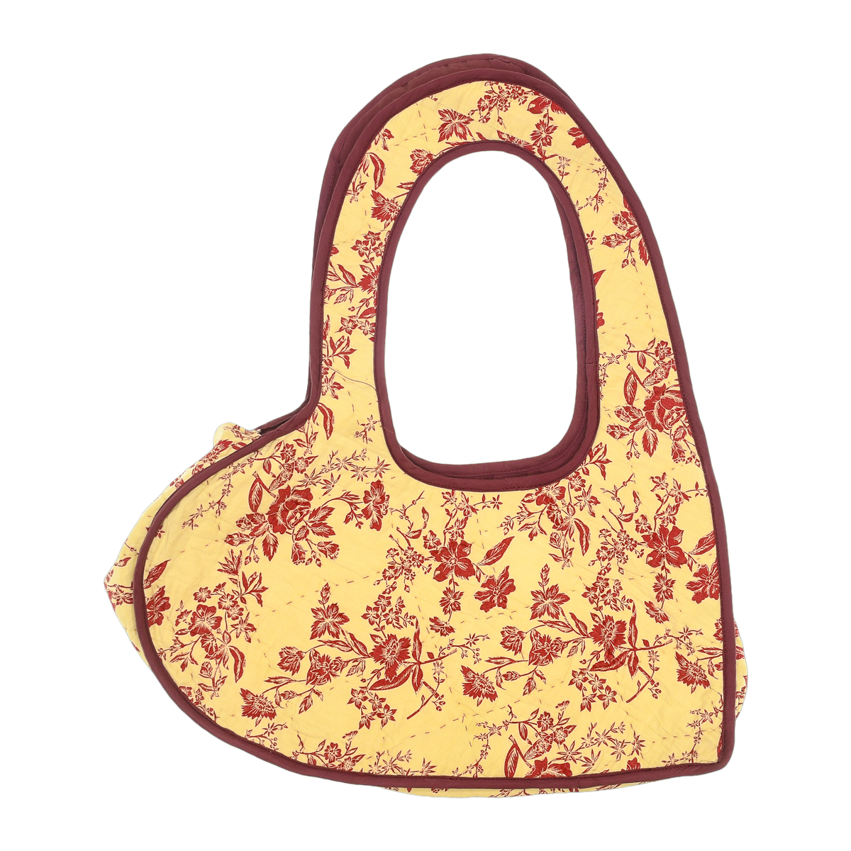 Maroon Floral Quilt Heart Bag